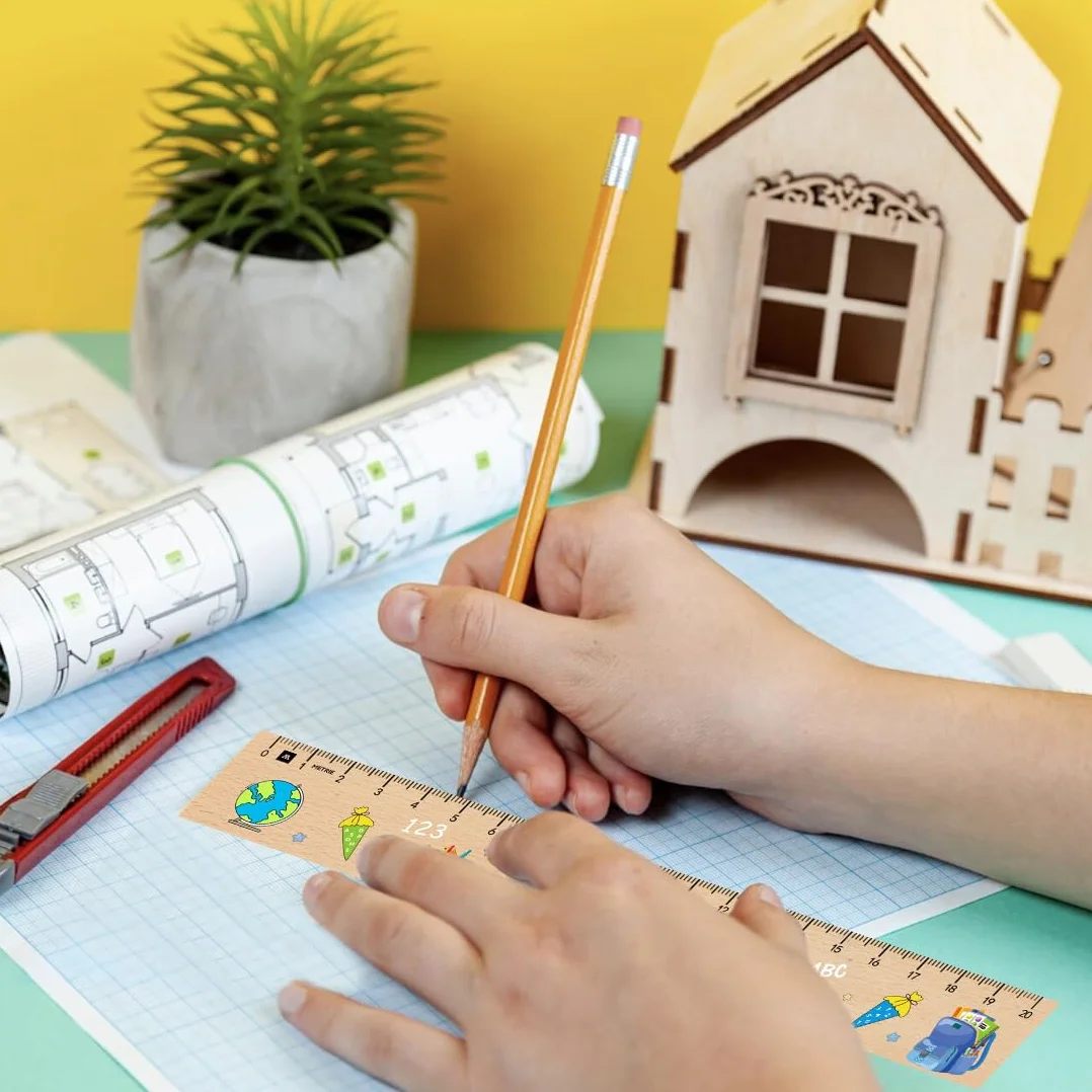 Righello in Legno 20 cm Bambini Giocattolo Regalo Ritorno a Scuola