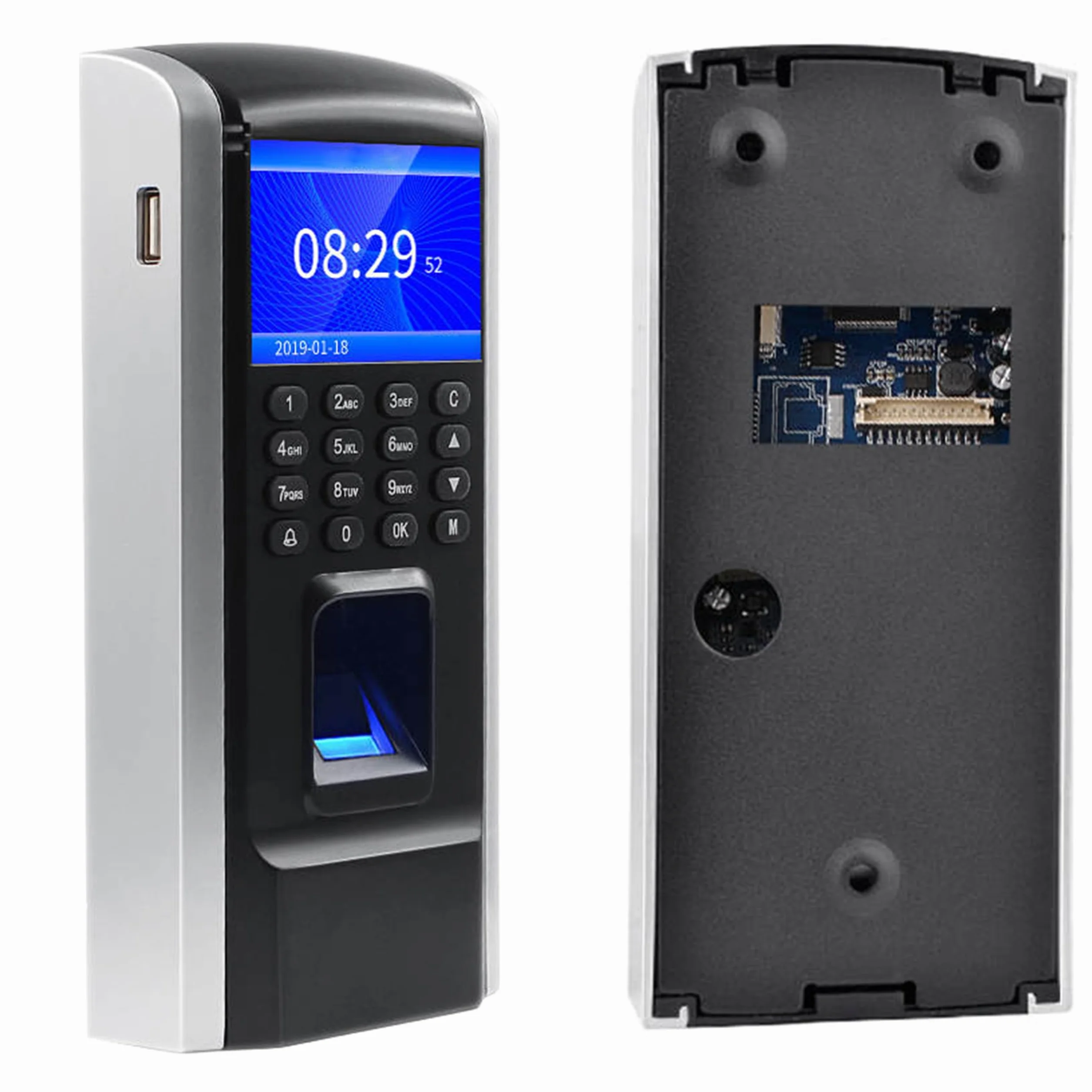 HDWR CTR12 Macchina per La Rilevazione Delle Presenze, Sistema Biometrico Avanzato di Impronte Digitali, Rilevatore Presenze Dipendenti, Password e Scheda RFID da 125 kHz