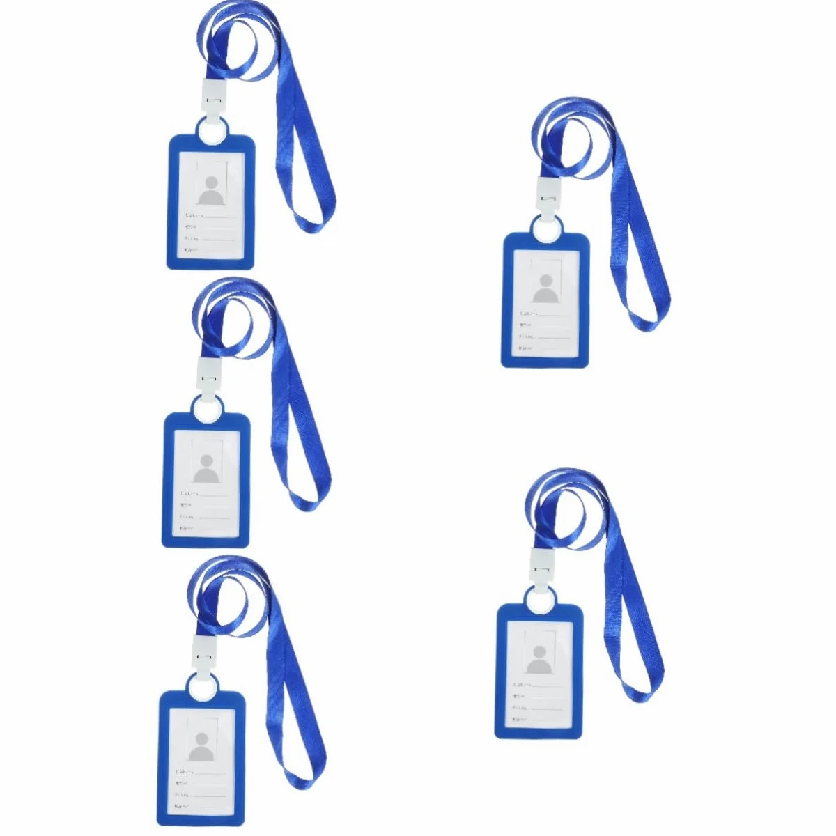 Housoutil 5 Pezzi Badge in Silicone Morbido con Cordino Id Custodia Durevole per Carte Scuola e Ufficio Blu