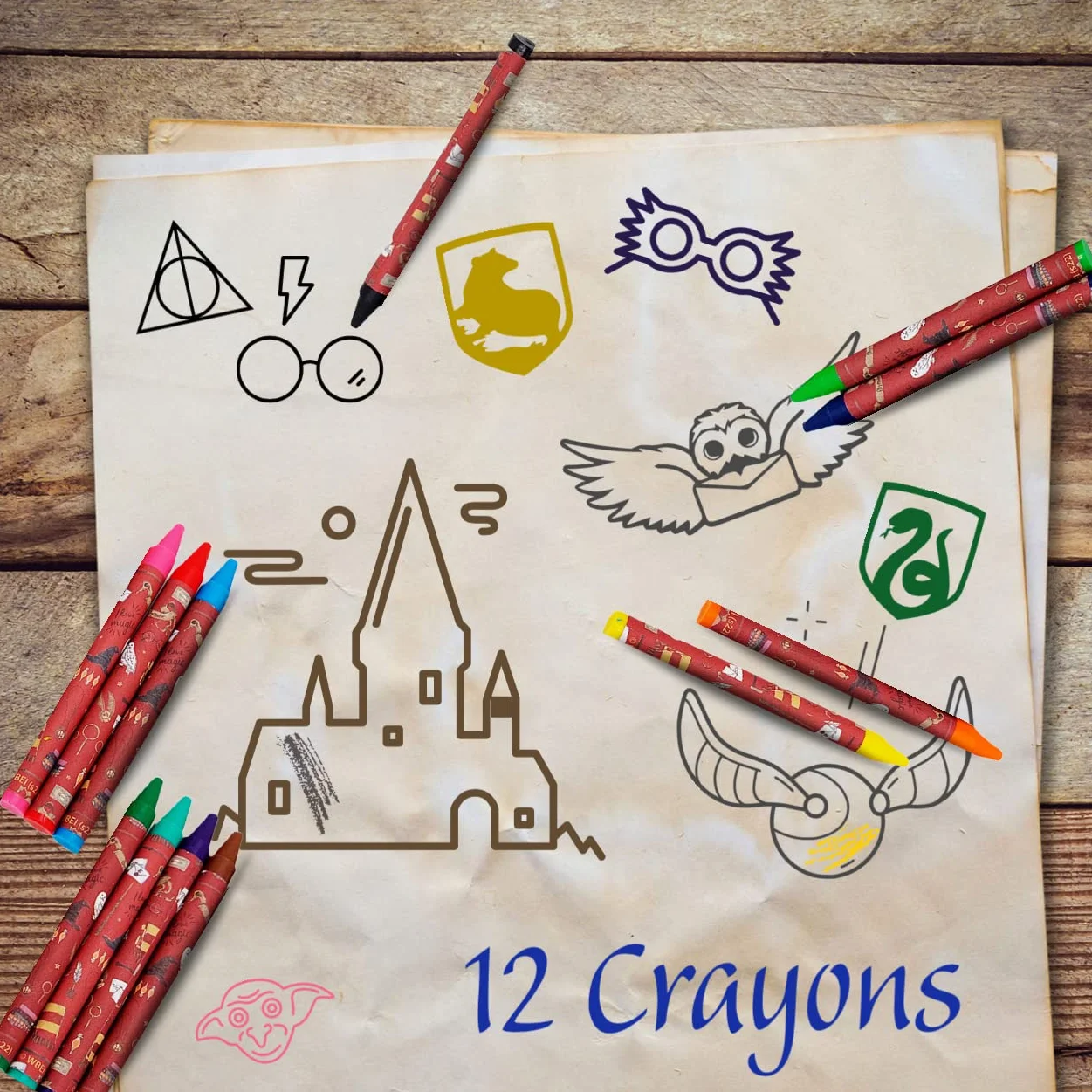 HARRY POTTER Set di Cancelleria con Matite Colorate, Pennarelli e Pastelli per Bambini