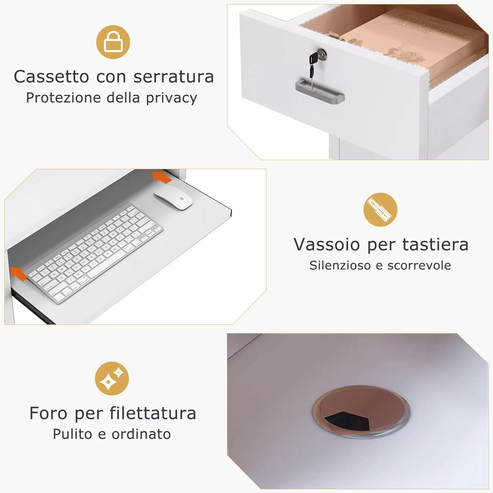 Bancone Reception, Banco Reception con Cassetto e Ripiani Aperti, Banconi Reception da 100–240 cm, Moderno per Ufficio, Adatto per Saloni, Yffici, Hall, Negozi al Ddettaglio