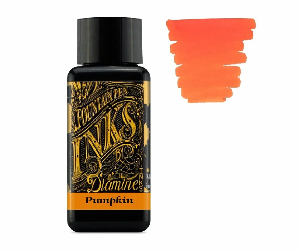 Diamine - Penna stilografica da 30 ml, con ruota colorata, 6 flaconi di Oxblood, zucca, blu acciaio, viola imperiale, rosa speranza, verde delamere