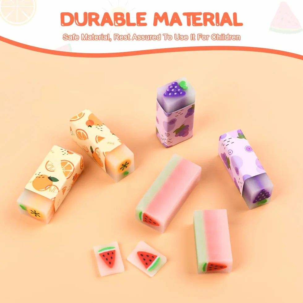 Vicloon Gomme Per Cancellare 6pcs Aroma Frutta 4,5x2cm Al Profumo Di Anguria Uva Arancia