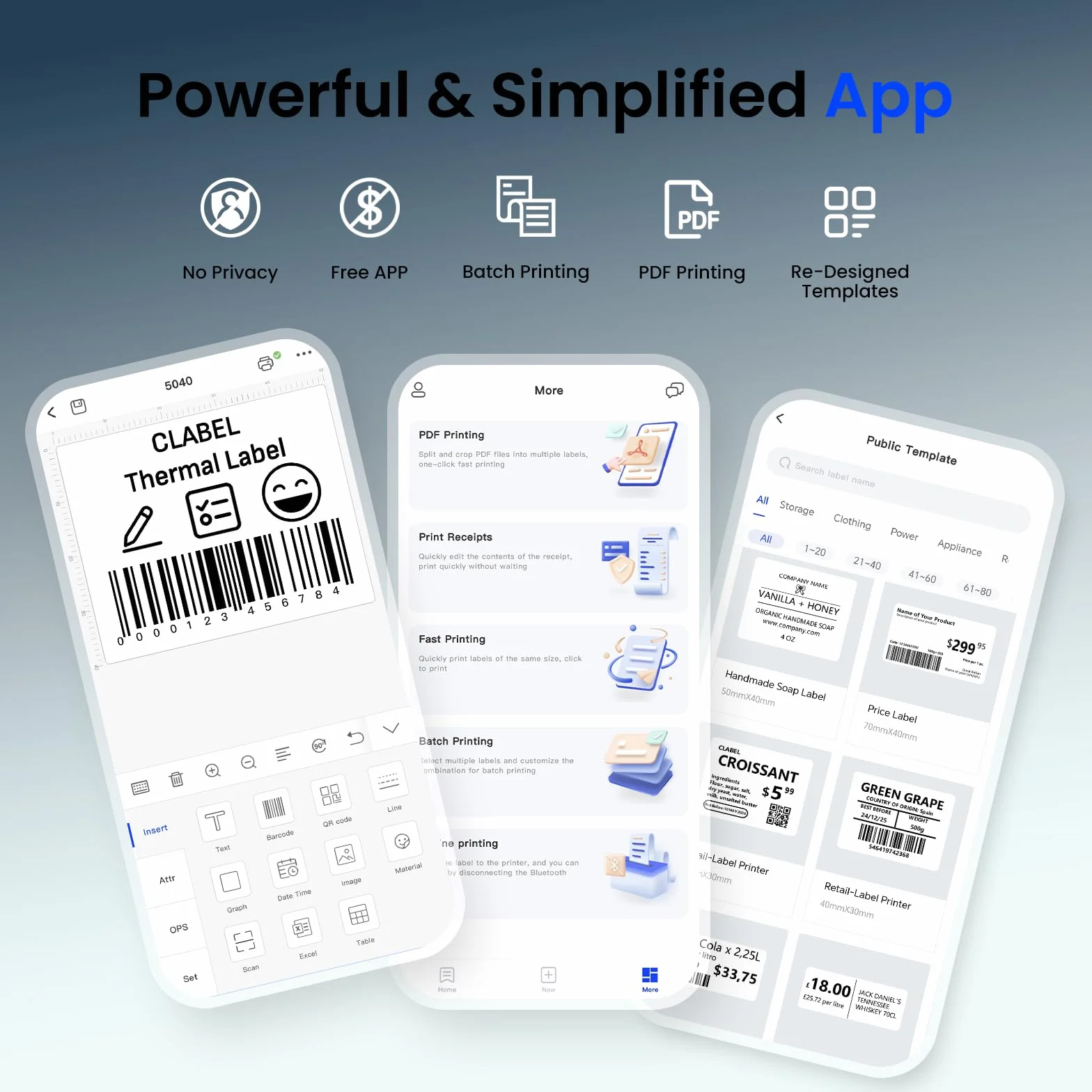 CLABEL Mini Stampante Etichette Portatile 221B Bluetooth Termica Etichettatrice Adesive Codice a Barre iOS Android Label Printer