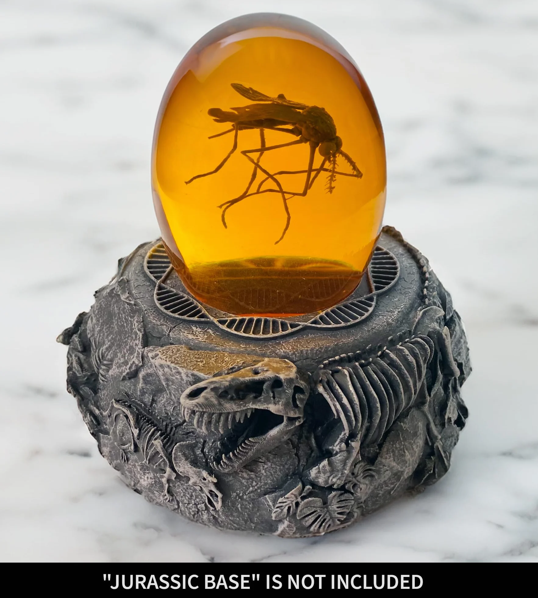 VEOJEIN Jurassic Mosquito 3D - Zanzara in ambra - Realistico giurassico da collezione - Fermacarte in resina a fondo piatto - DNA dinosauro