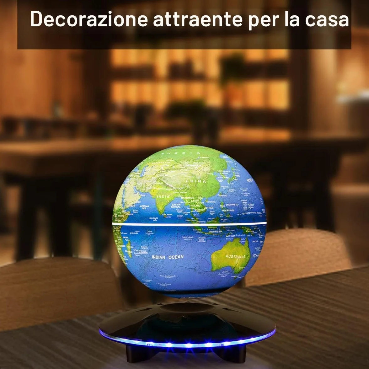 Globo a levitazione magnetica, lampada a globo levitante con mappa del mondo fluttuante e rotante nell'aria, per decorazione ufficio, regali di Natale, decorazione per la casa (luce bianca)