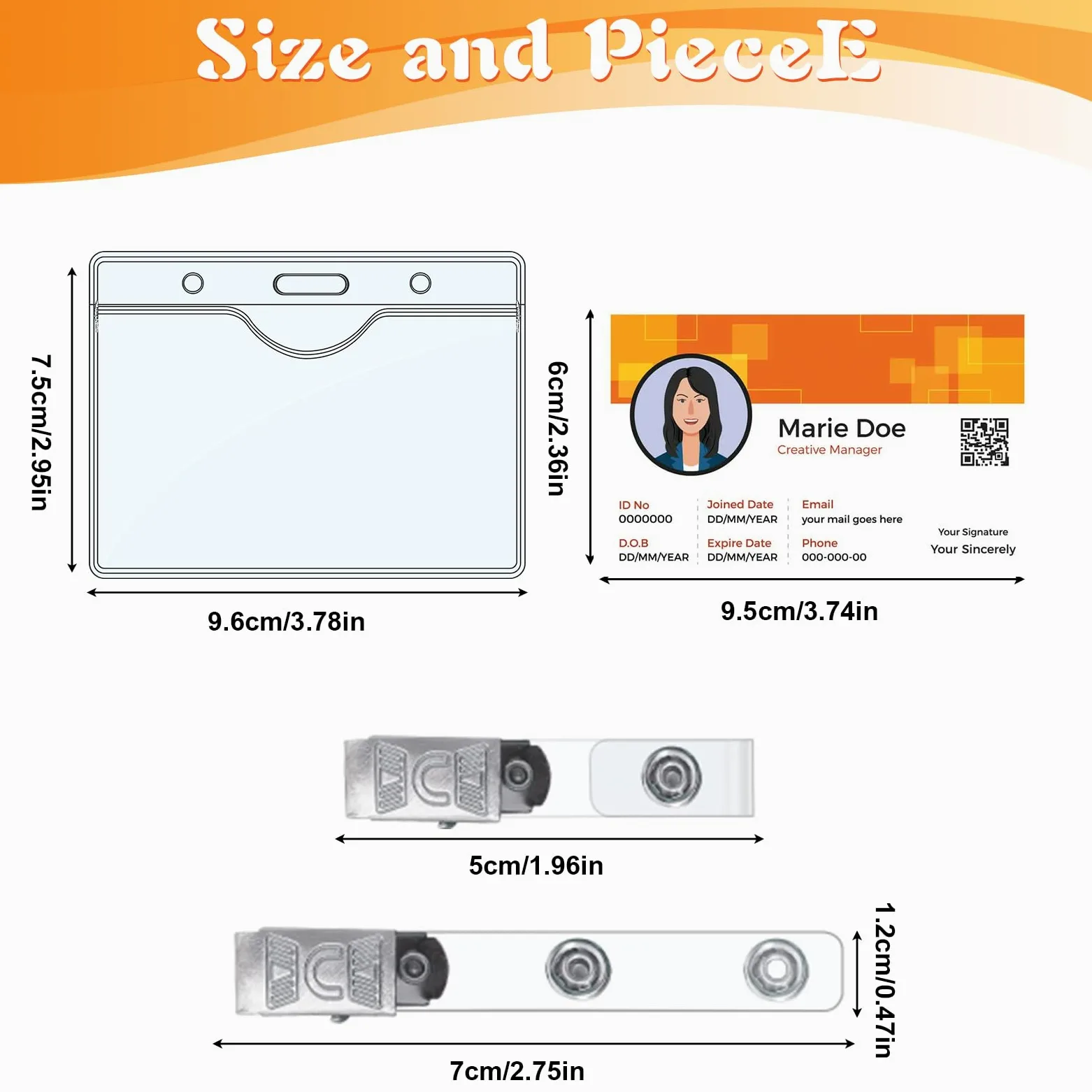 HIMOMO 150 pezzi porta badge con clip, trasparente, impermeabili, per carte di credito, nome orizzontale, con 150 clip in metallo per carta d'identità, targhette con nome