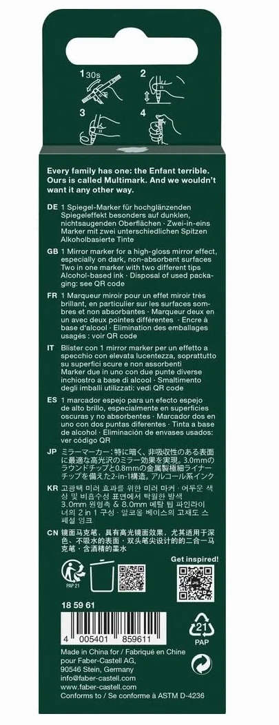 Faber-Castell Multimark Mirror Pennarelli Cromati Doppia Punta 0,8 mm 3,0 mm Effetto Specchio Lucido