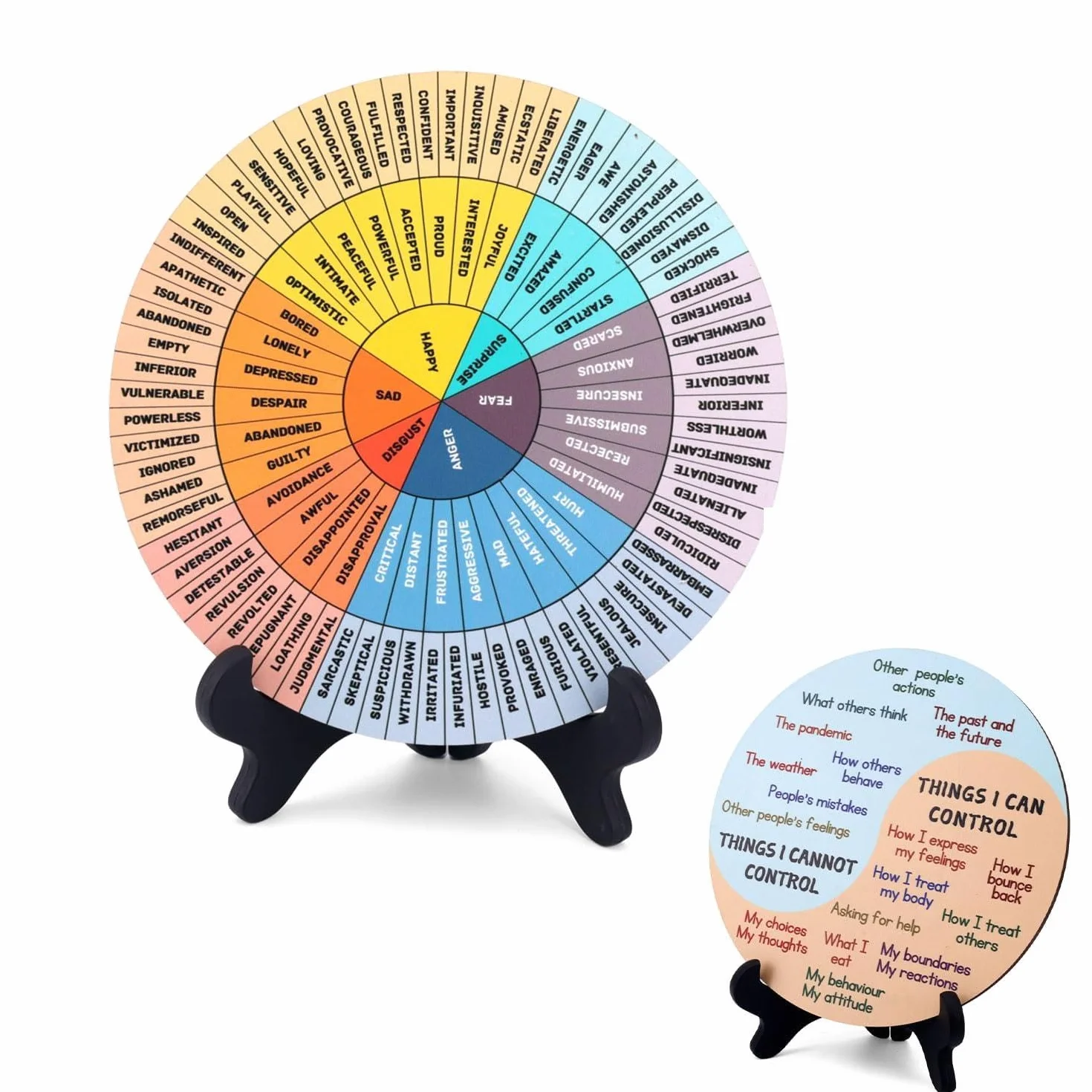 Gosknor Ruota delle Emozioni in Legno a Doppia Faccia Decorazione Salute Mentale per Ufficio Scuola Casa