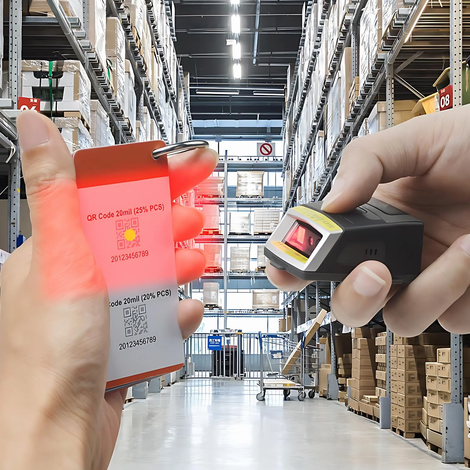 Guanto lettore di codici a barre 2D GS02 Wearable Scanner lettore IP65 Touch Scanning NFC Supporto multilingue per magazzino, sistema di gestione, produzione, spedizione, picking