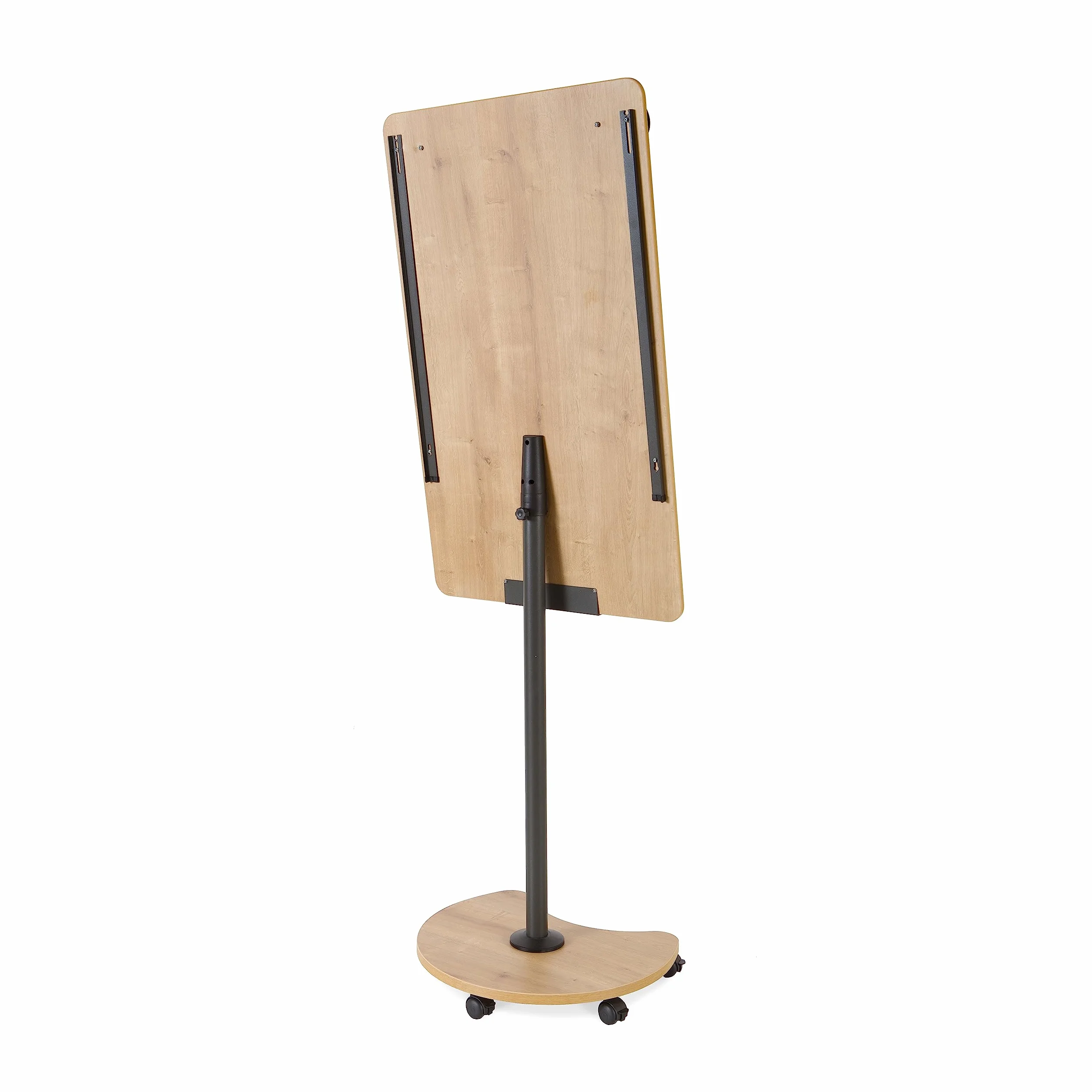 Rocada Natural, lavagna a fogli mobili, con ruote, supporto e portapenne, lavagna a fogli mobili in legno, lavabile a secco e magnetica, 67 x 99 cm, altezza 200 cm, bianco