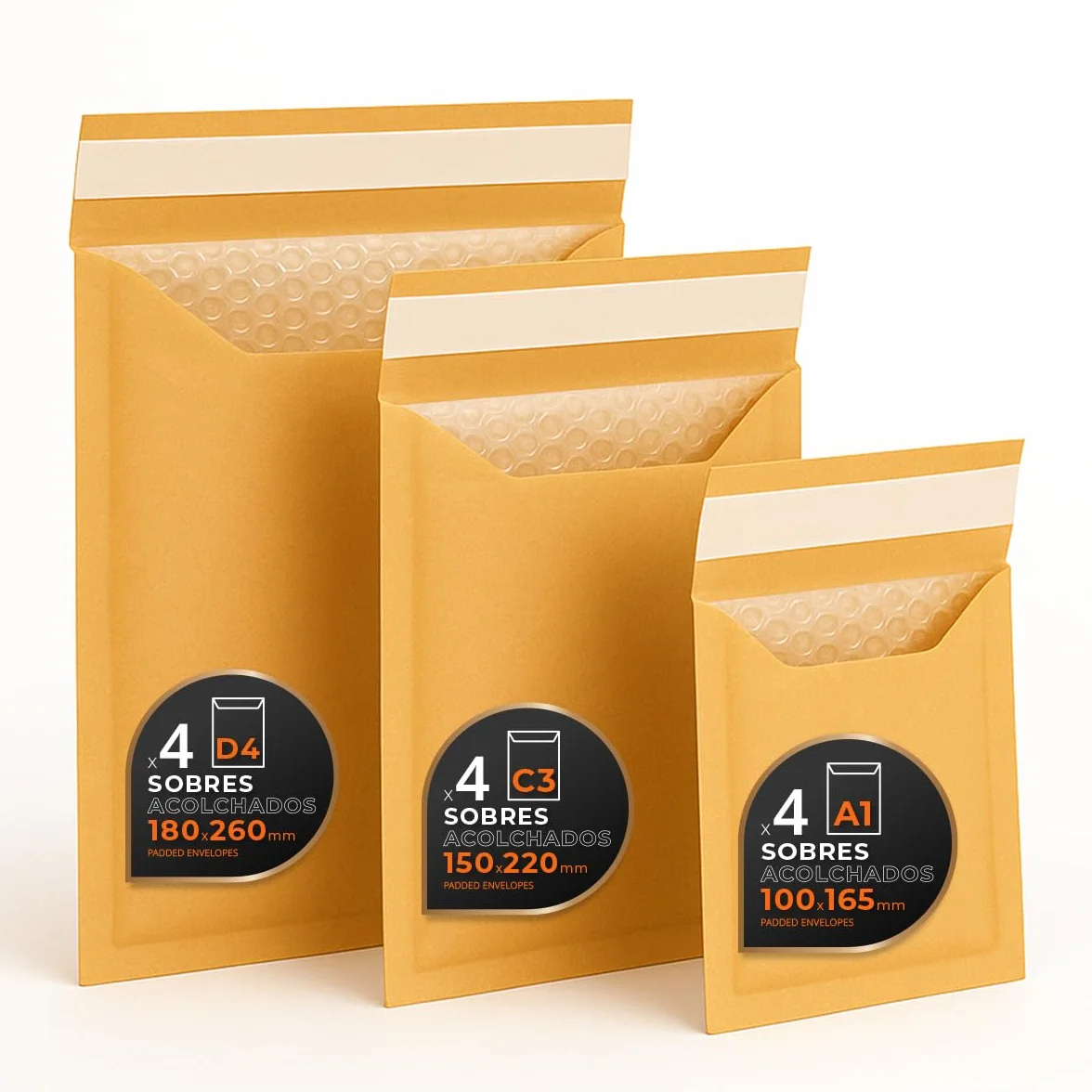 Buste Imbottite per Spedizioni Multiformato Kraft Autoadesive Carta con Pluriball 12 Pz