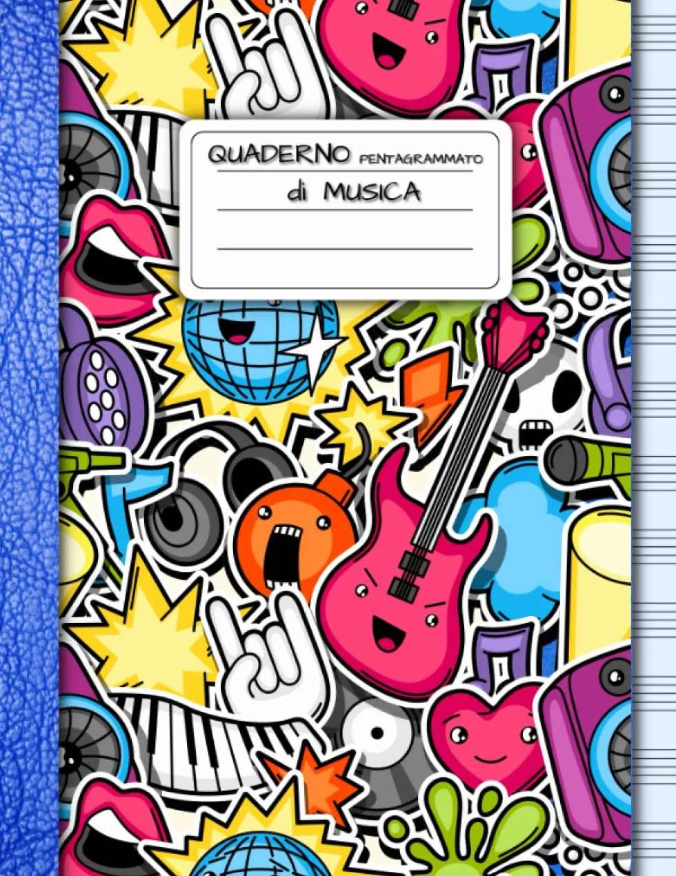 Quaderno Pentagrammato di Musica A4 12 Righi 110 Pagine Numerate Rock Boy