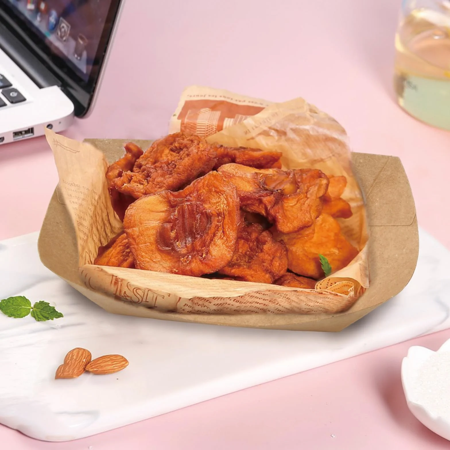 Vassoio Kraft 100 Pezzi 17.5x12.5 cm per Alimenti Fritti Patatine Snack