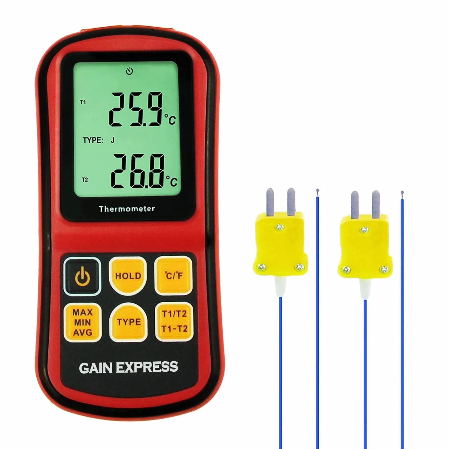 Termometro Digitale Tipo K 2 Canali Termocoppia K/J/T/E/R/S/N Misuratore Temperatura Hvac Display LCD Retroilluminato