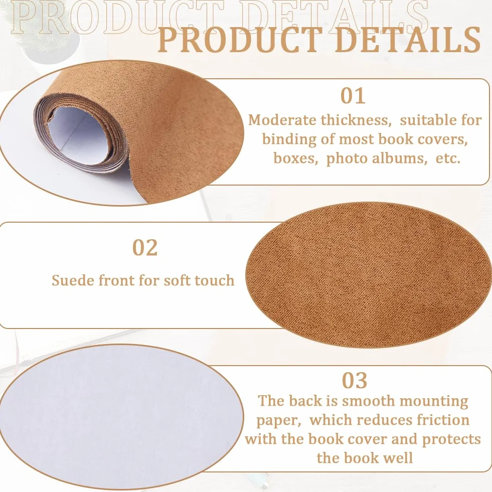 CRASPIRE 51 x 11.8 pollice Pelle Scamosciata Libro Panno per Rilegatura di Libri Copertina con Supporto In Carta Scrapbooking