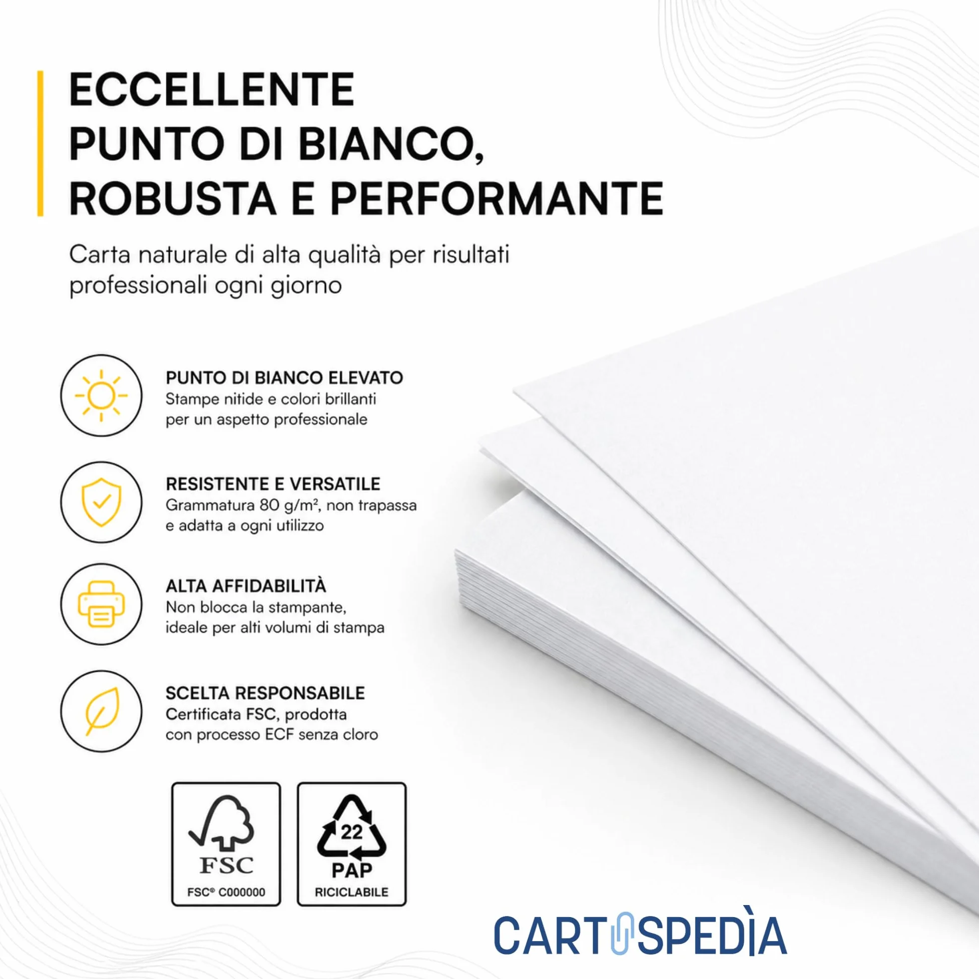 Carta Stampante A5 80 g/m² 500 Fogli Risme - TOTALE 2000 Fogli 14,8 x 21 cm per Farmacia e Ricette Mediche