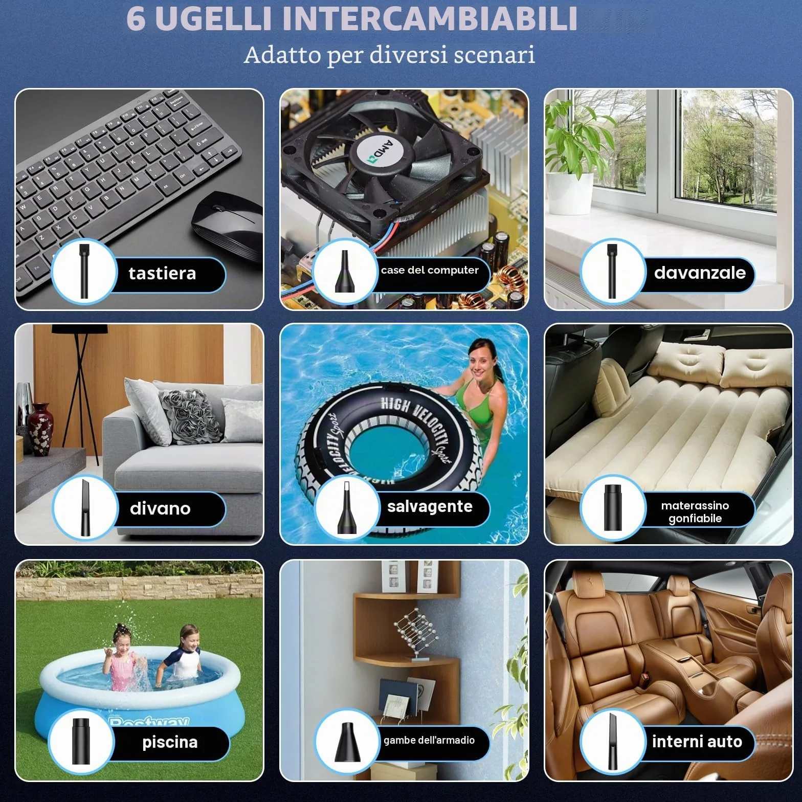 Soffiatore ad Aria Compressa, Pejevir 3 Velocità 150000 Giri/Min Elettrico Rimuovi Polvere Aria Compressa, Type-C Ricaricabile, Aria Compressa Elettrico per Pulizia del PC Divano Tastiera Auto