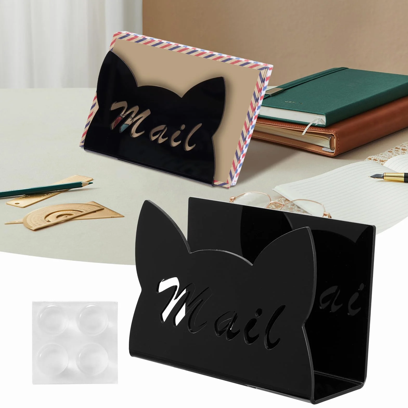 Clear Acrylic Mail Organizer Envelope Holder Postcard Sorter Compact Desk Stand 1 Pack 5.91 x 2.36 x 3.94 pollici