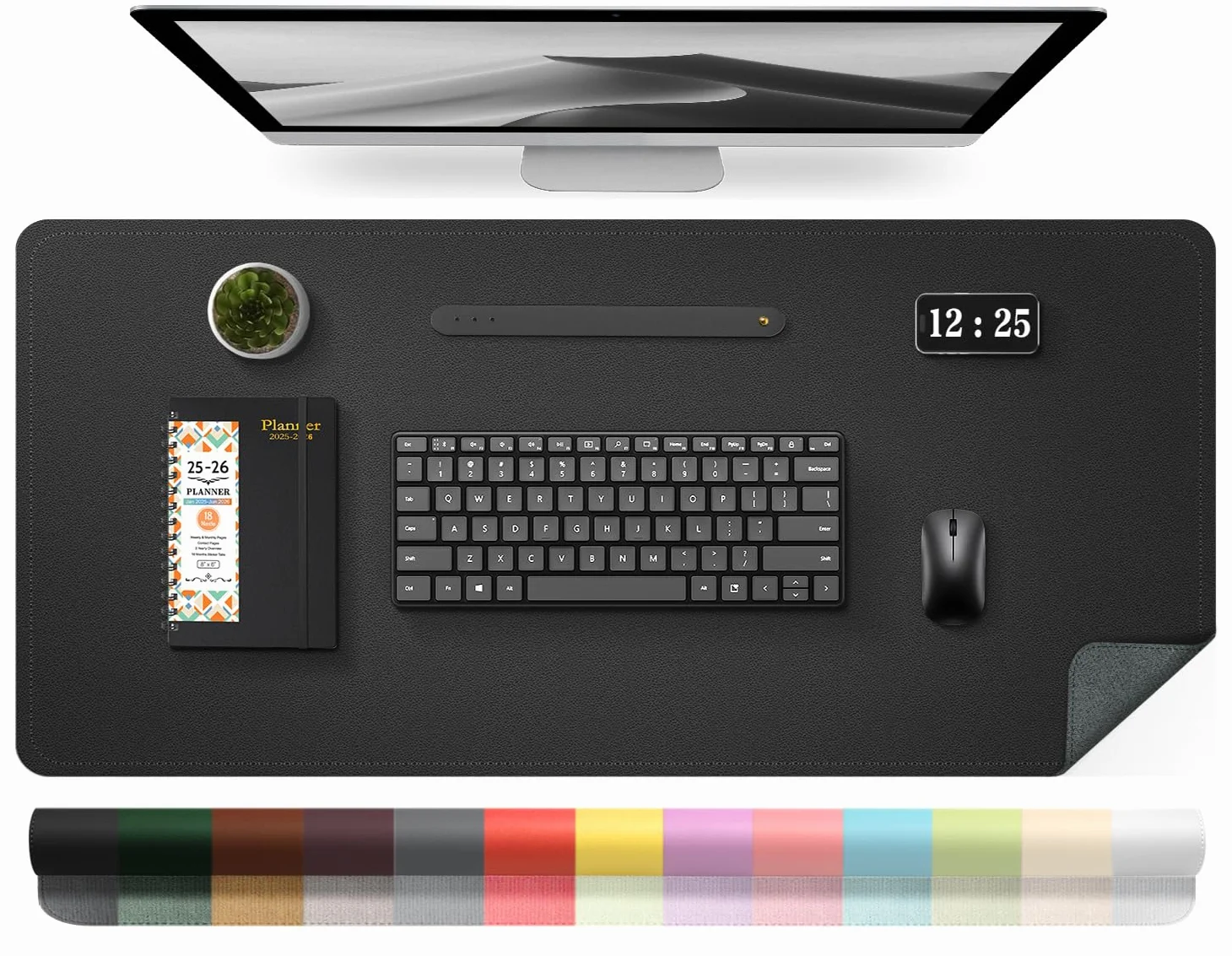 BLESWIN Tappetino in Pelle per Scrivania Impermeabile 100x43cm Nero