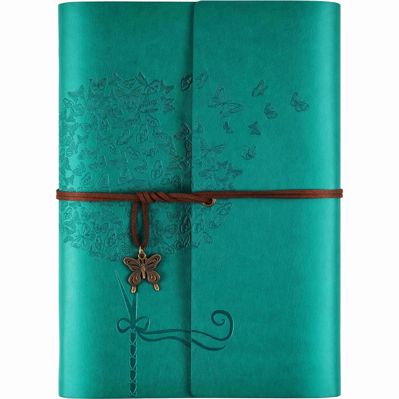 OMEYA Diario in pelle A5 16,5x23,4 cm righe blu ricaricabile