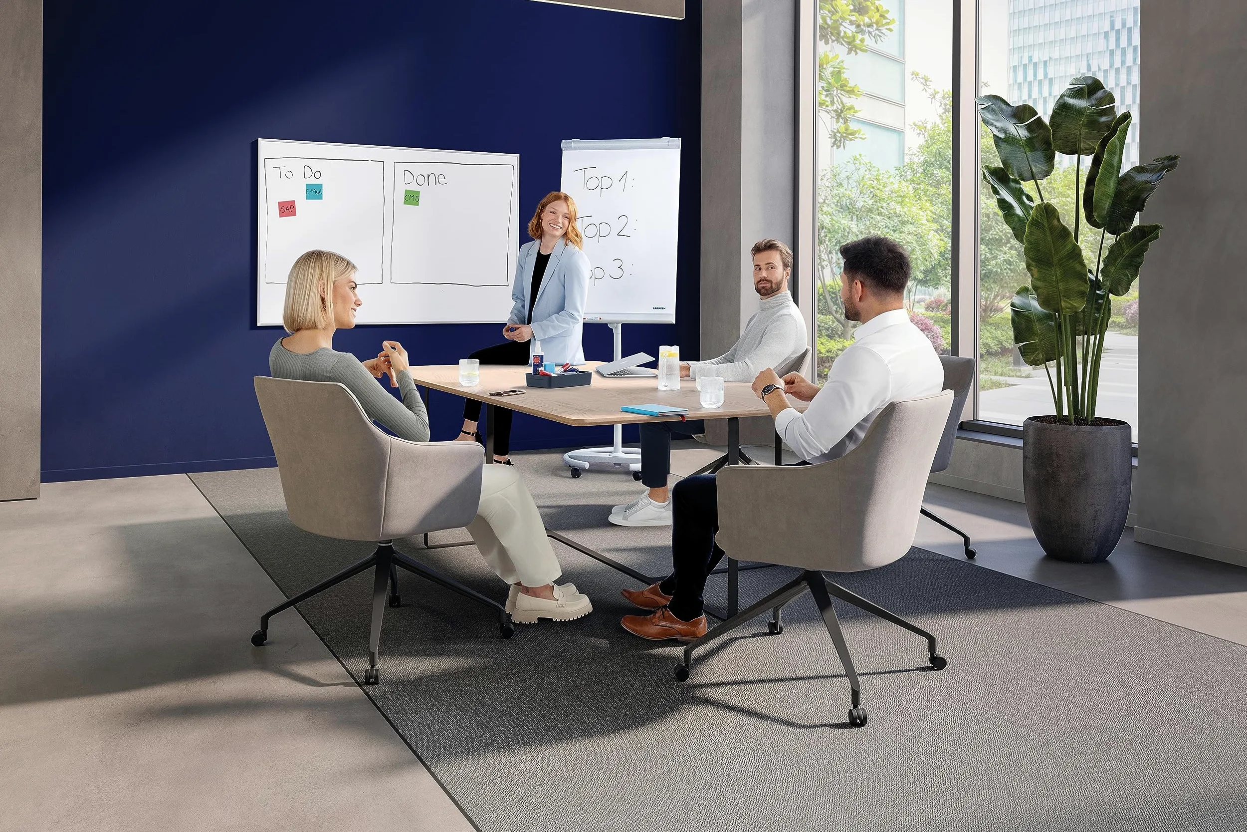Franken - Lavagna Flipchart U-Act Modello standard, 95 x 70, 70 x 100 cm, grigio.