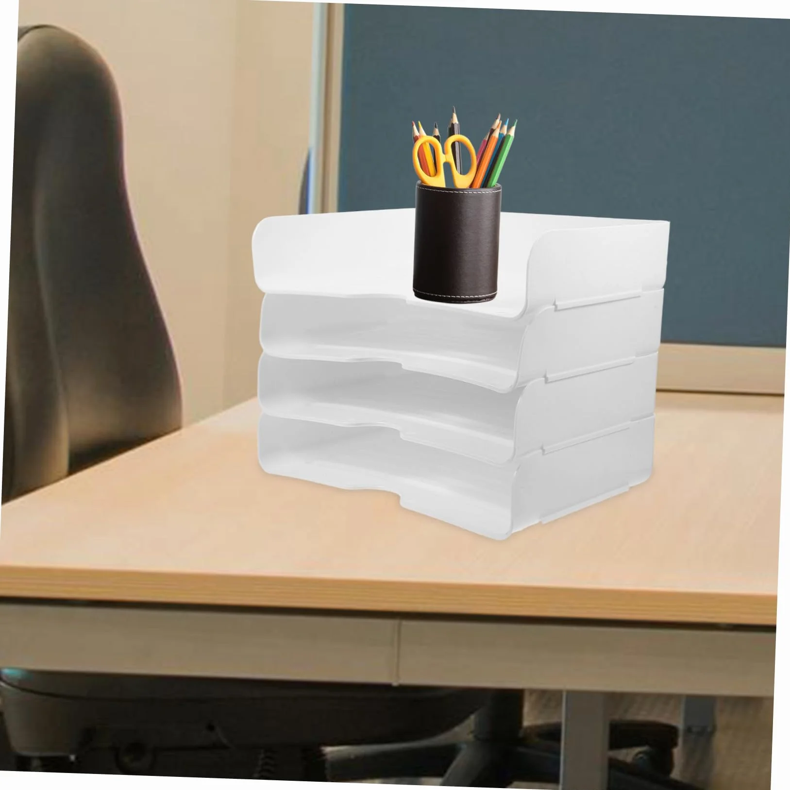 Veemoon 4 Pezzi Vassoio Impilabile per Documenti Scrivania Organizer per Carta Design Elegante e Ottimizza Lavoro e Mantiene Ordine