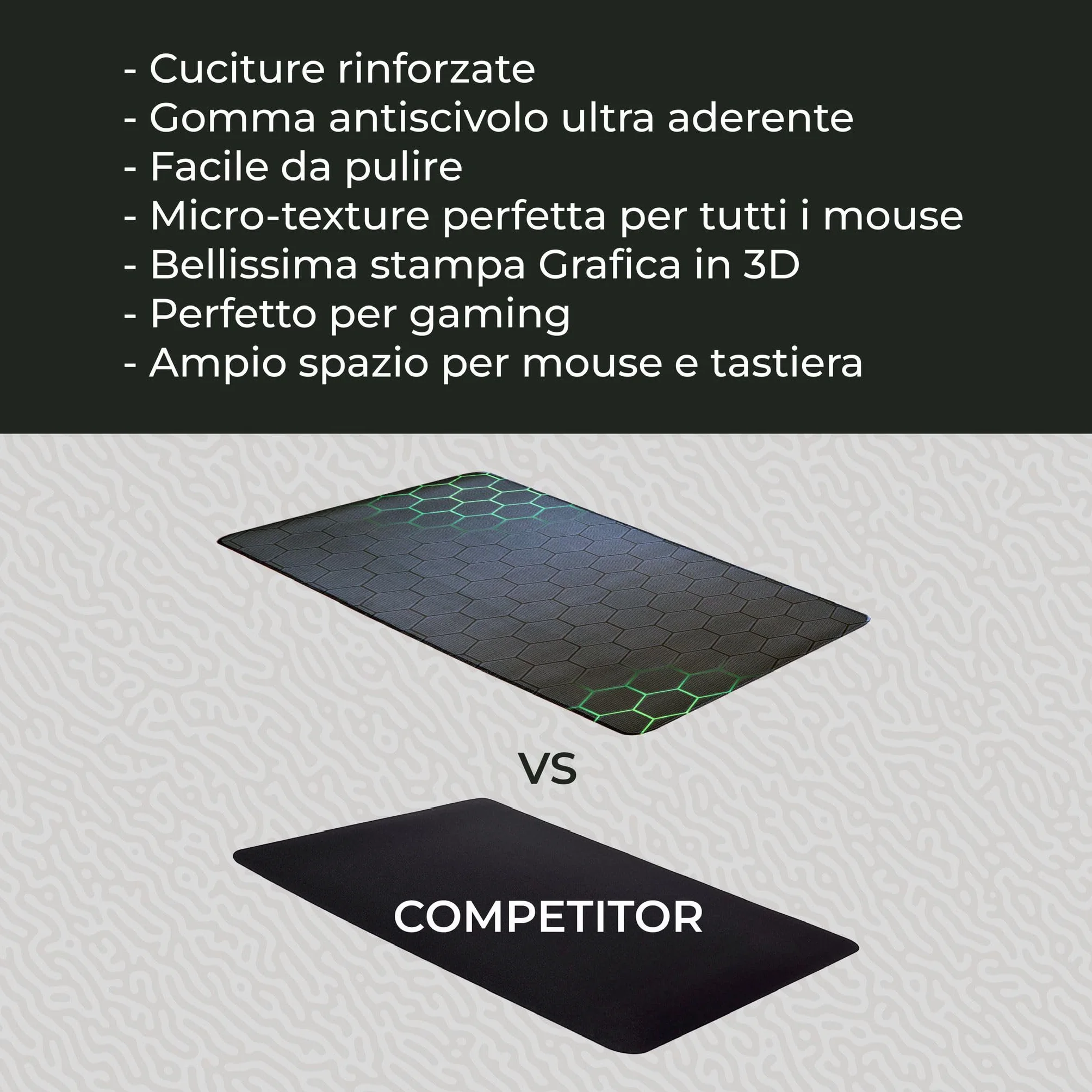 Tappetino Mouse XXL Gaming 80x30 cm Verde