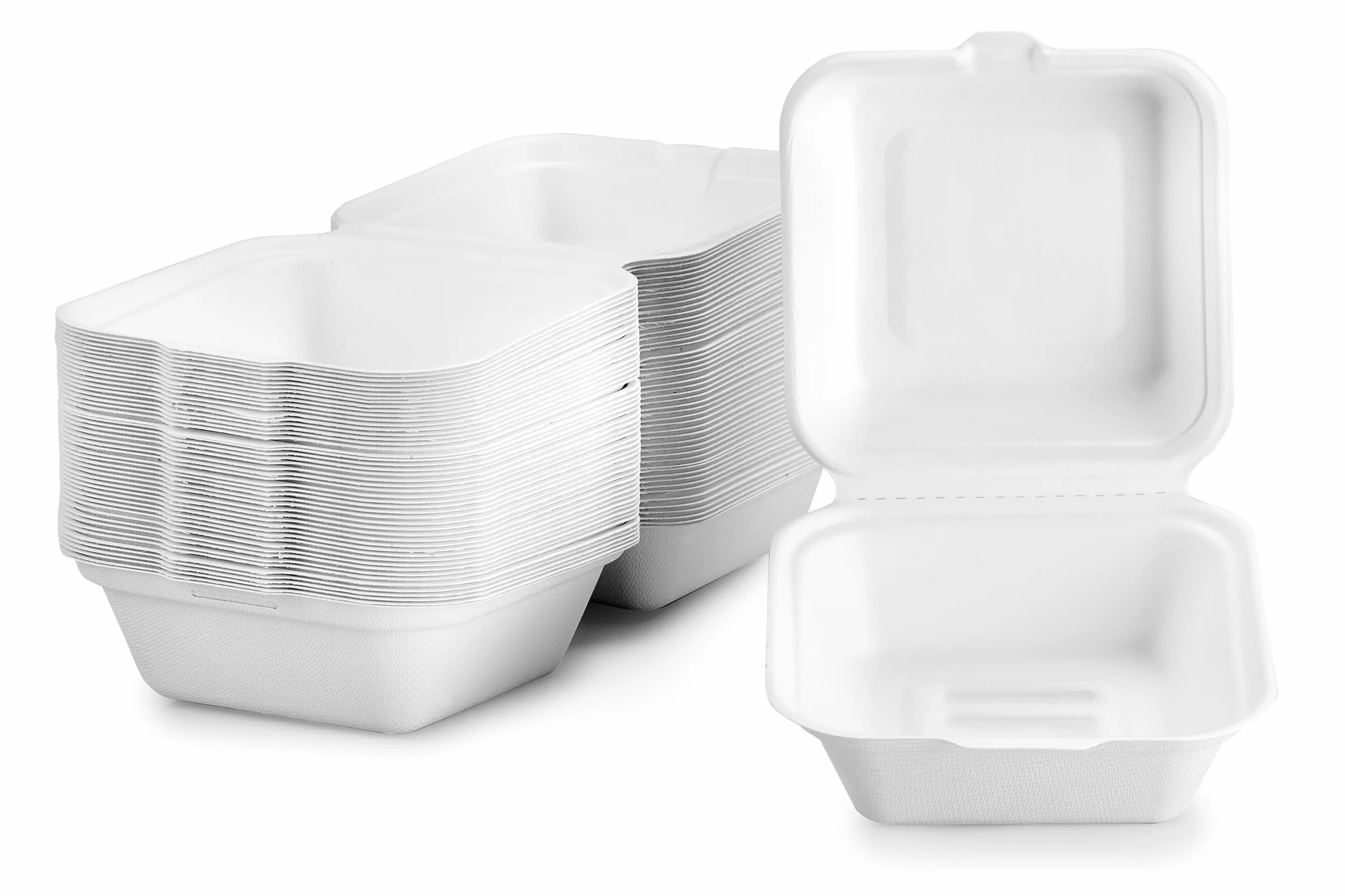 Contenitori per hamburger in bagassa 15,2 cm set da 50 biodegradabili compostabili riciclabili