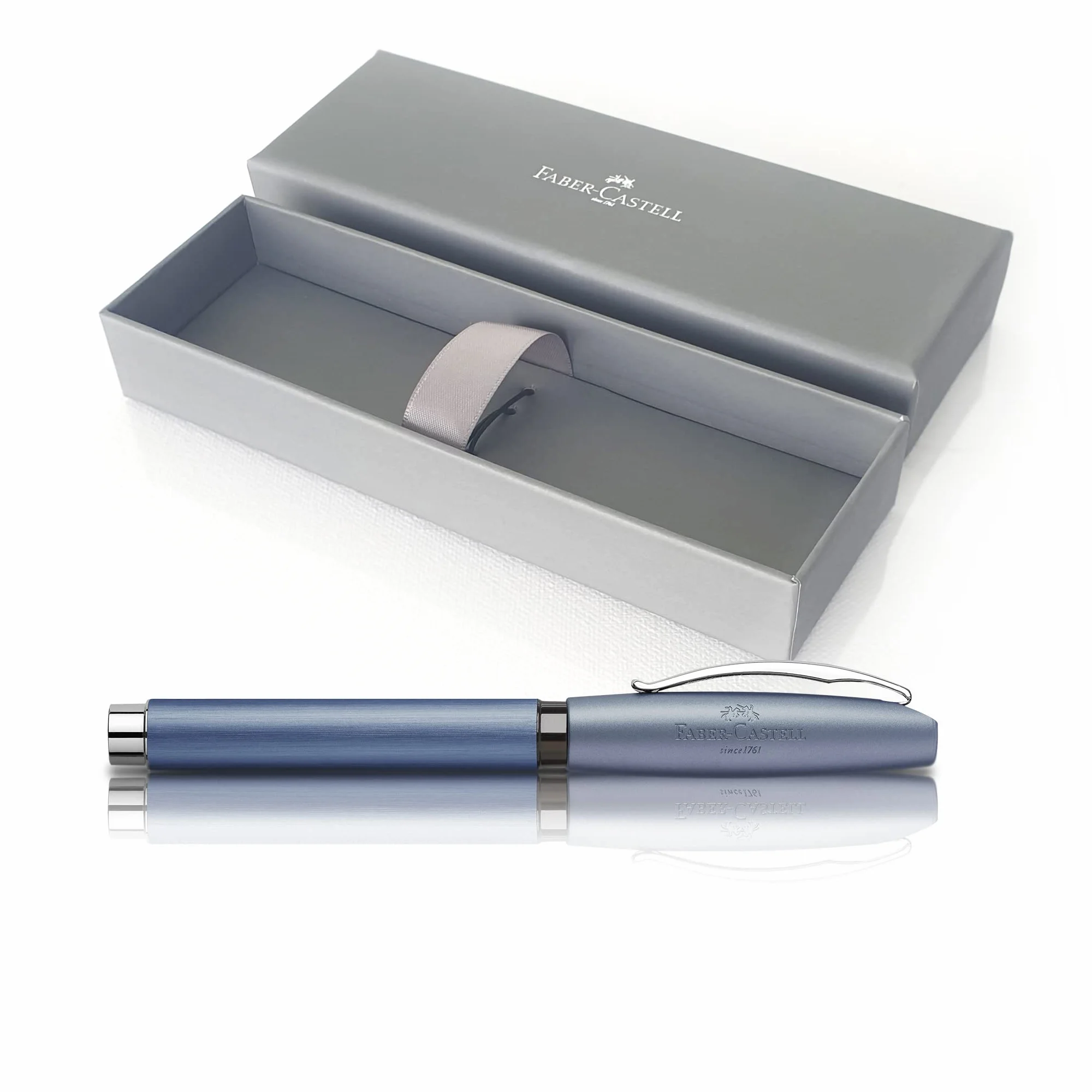 Faber-Castell 148441 - Penna stilografica Essentio, pennino F, in alluminio, colore: Blu