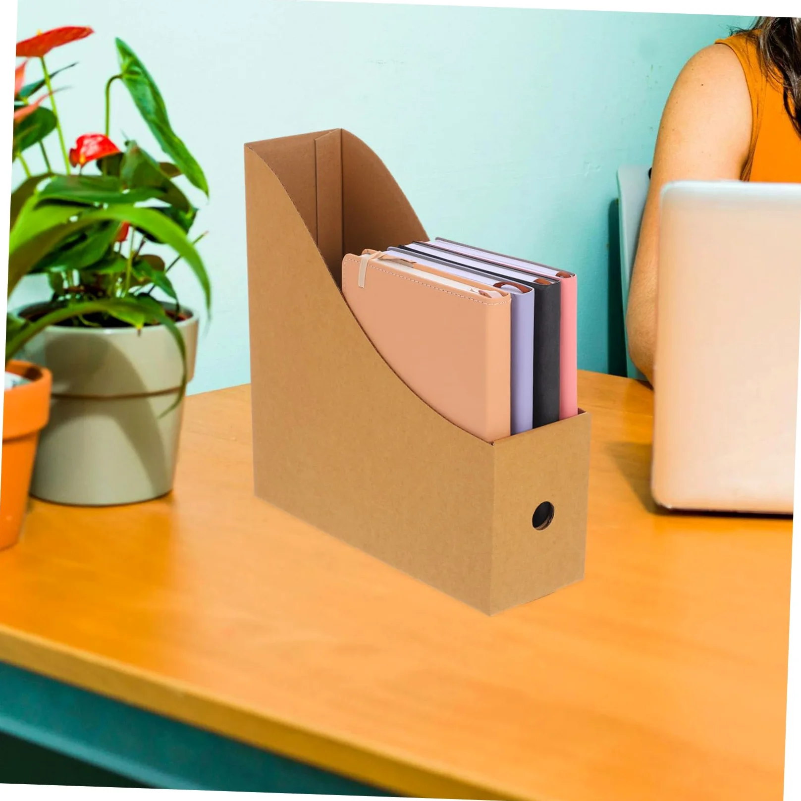 Angoily 8pezzi Forniture Per Ufficio e Cancelleria Riviste in Cartone Kraft Marrone Organizer Per Libri Contenitori Per Conservazione Di Riviste Per Scaffali Da Ufficio Aule Scrivania Port