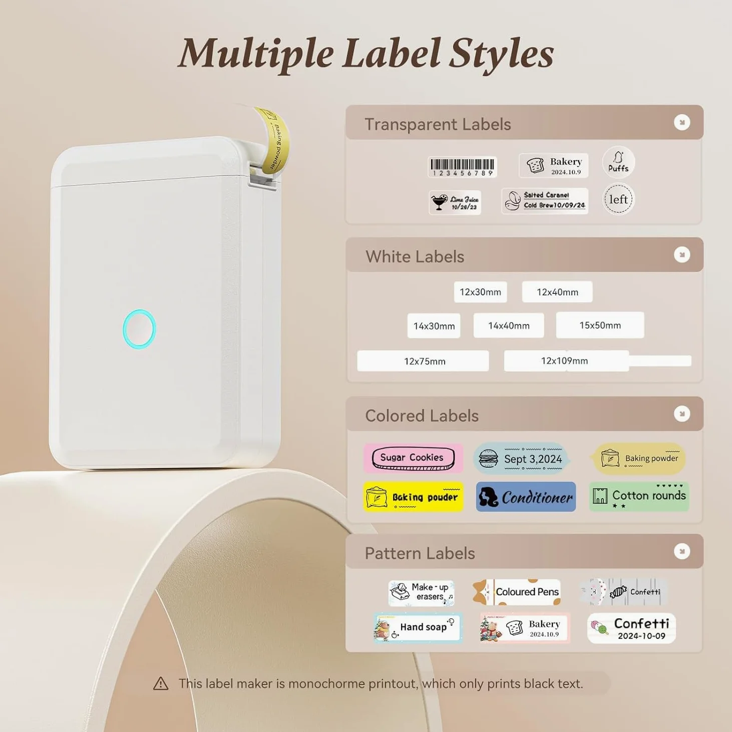 Label Maker D110 Etichettatrice termica Bluetooth con nastro, stampante portatile per etichette senza inchiostro, portatile e ricaricabile, con più modelli per casa e ufficio, compatibile con iOS