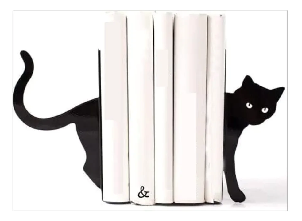 Reggi Libri, Fermalibri Fermalibri Decorativi In Metallo Per Gatti Portalibri Scaffale Antiscivolo In Ferro Artistico Supporto Nero Riviste Organizzatore Per CD Ufficio Casa Scrivania