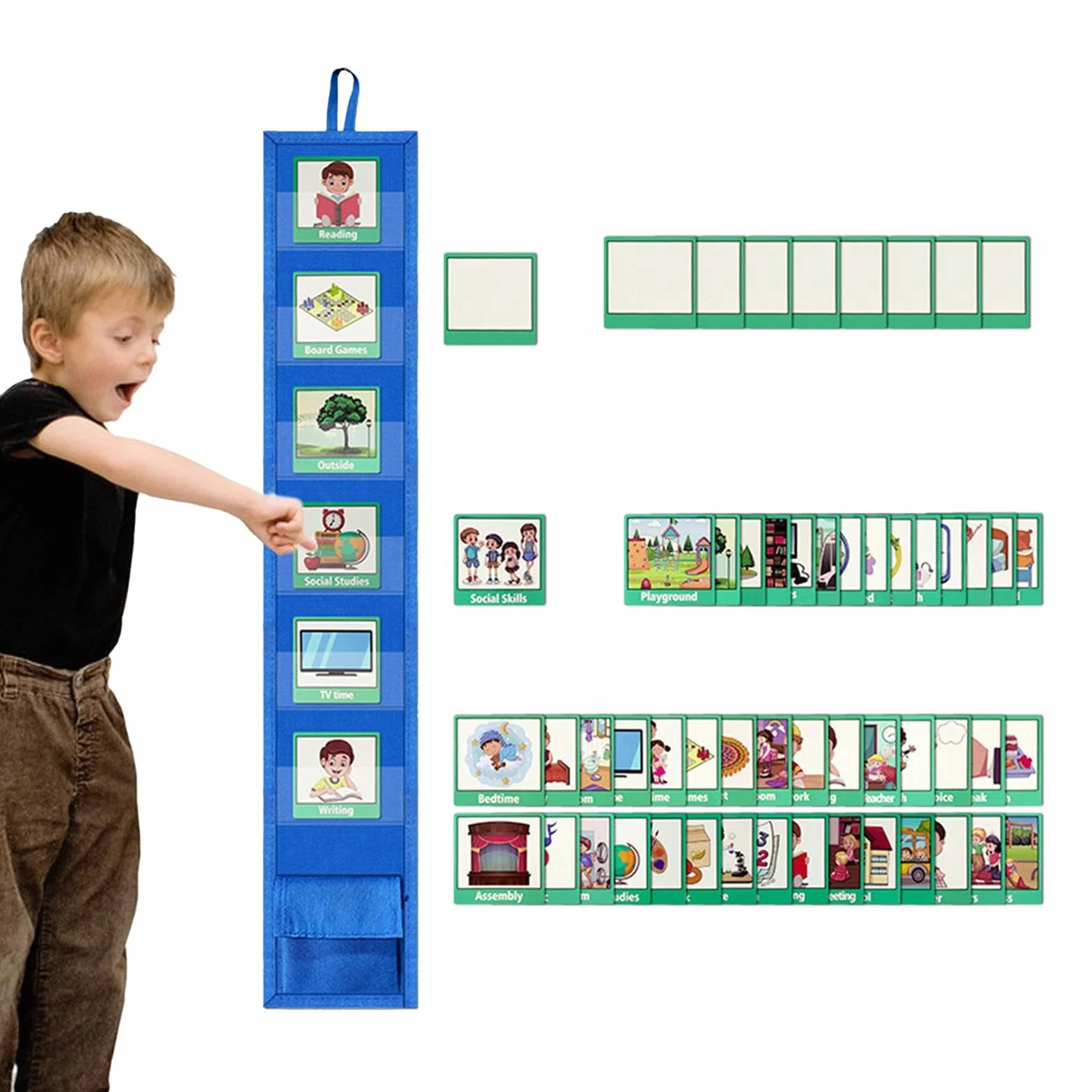 Programma Visivo per Bambini Tabella della Routine Quotidiana Calendario con 45 Carte di Attività