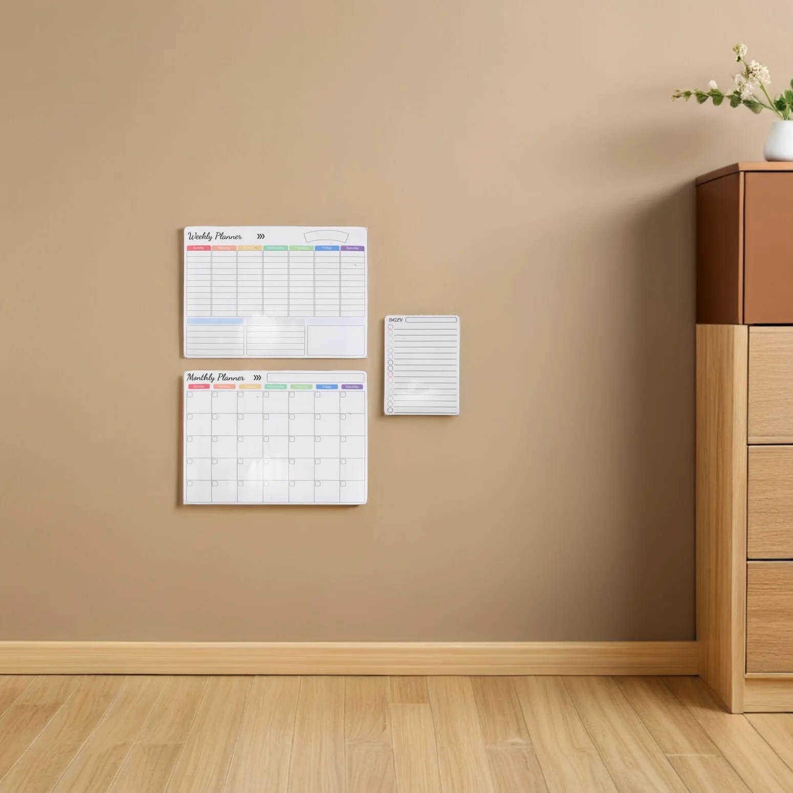 Calendario Magnetico Settimanale da Parete e Frigorifero con Lavagna Cancellabile Secco Kit Completo con Pennarelli Magnetici e Cancellino per Organizzazione Famiglia e