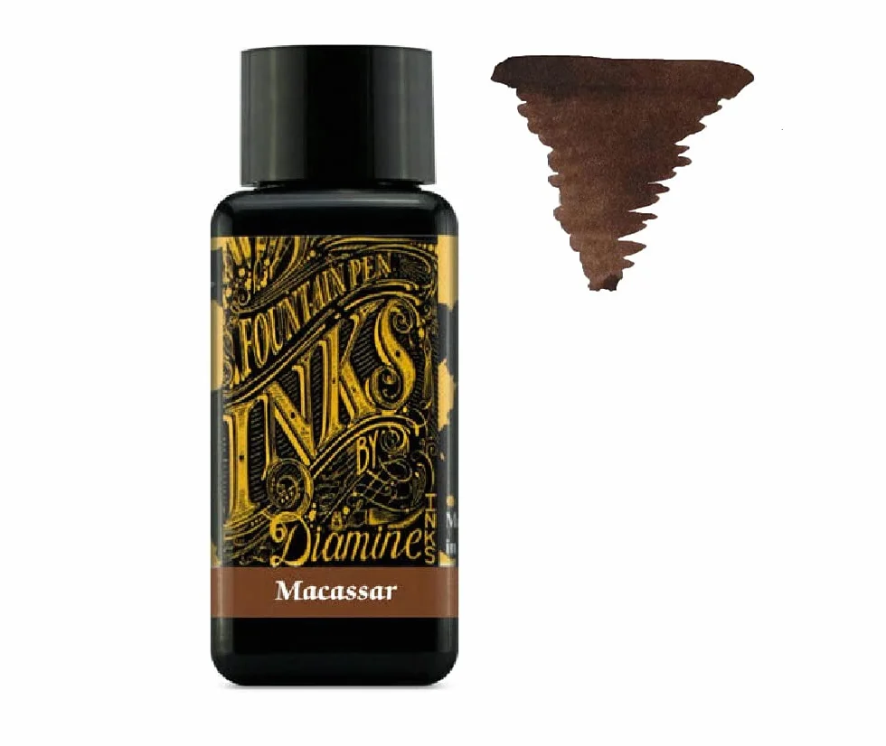 Diamine - Penna stilografica da 30 ml, ruota colorata, 6 bottiglie di rovere autunnale, Syrah, Macassar, Earl Grey, Aurora Borealis, Twilight