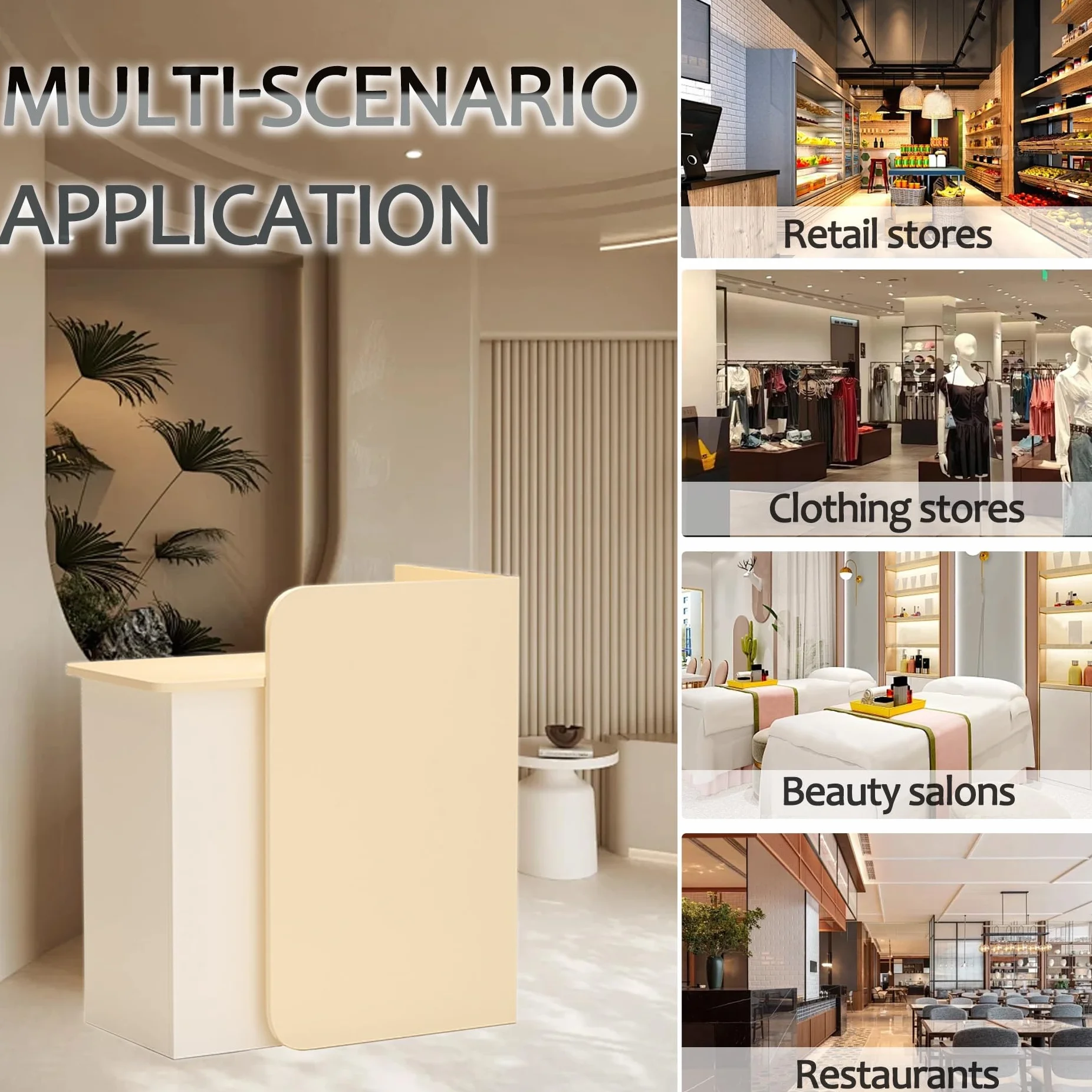 Piccola Banco Reception,Bancone Reception Estetica,Bancone Cassa,Banco Cassa per Negozio,Banconi di accoglienza Moderno con Cassetto,Consente di Risparmiare Spazio,Tavolo per Ufficio Beauty Salon(Whit