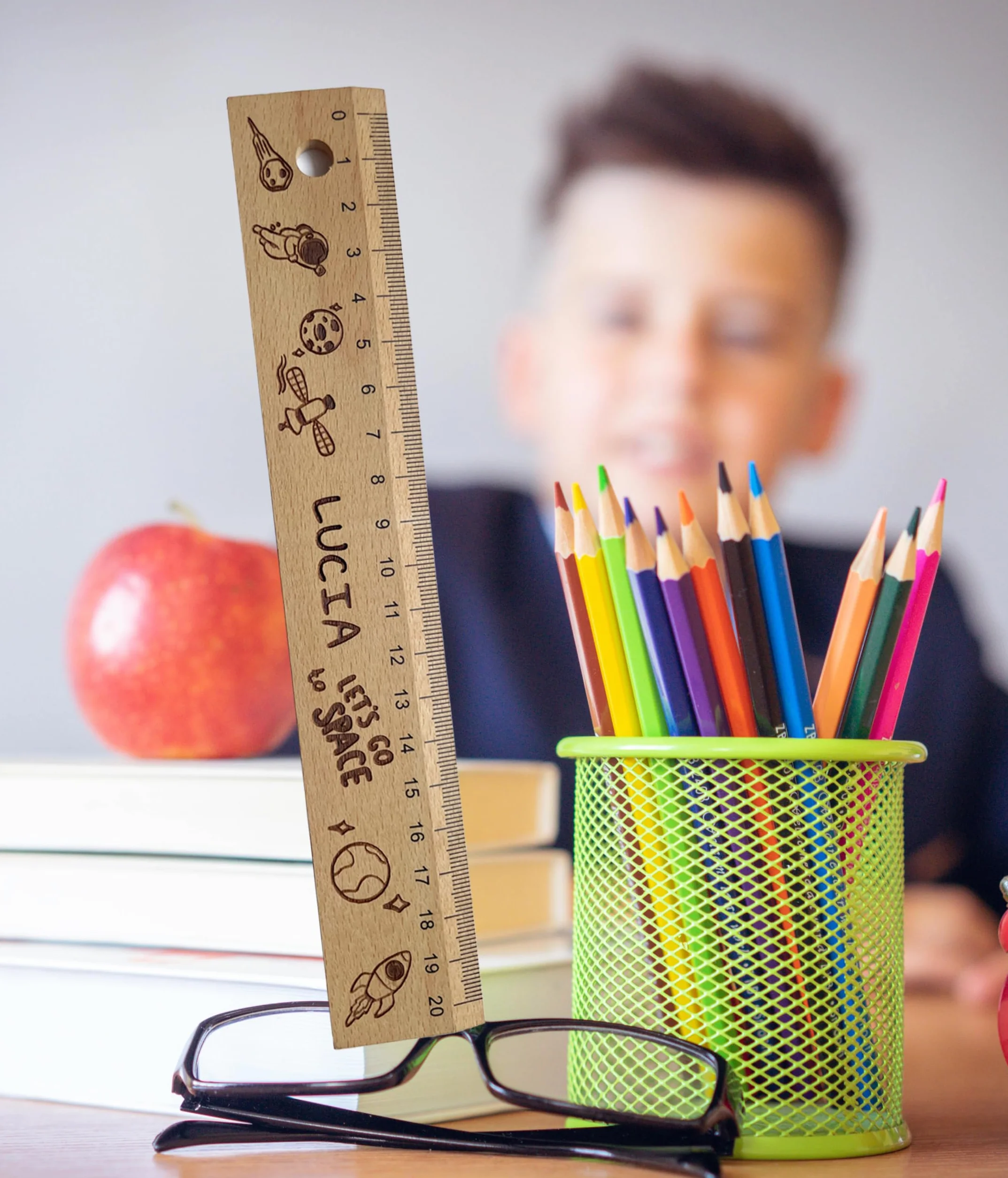 Personalizzato righello in legno 20 cm per bambini inizio scuola 2024