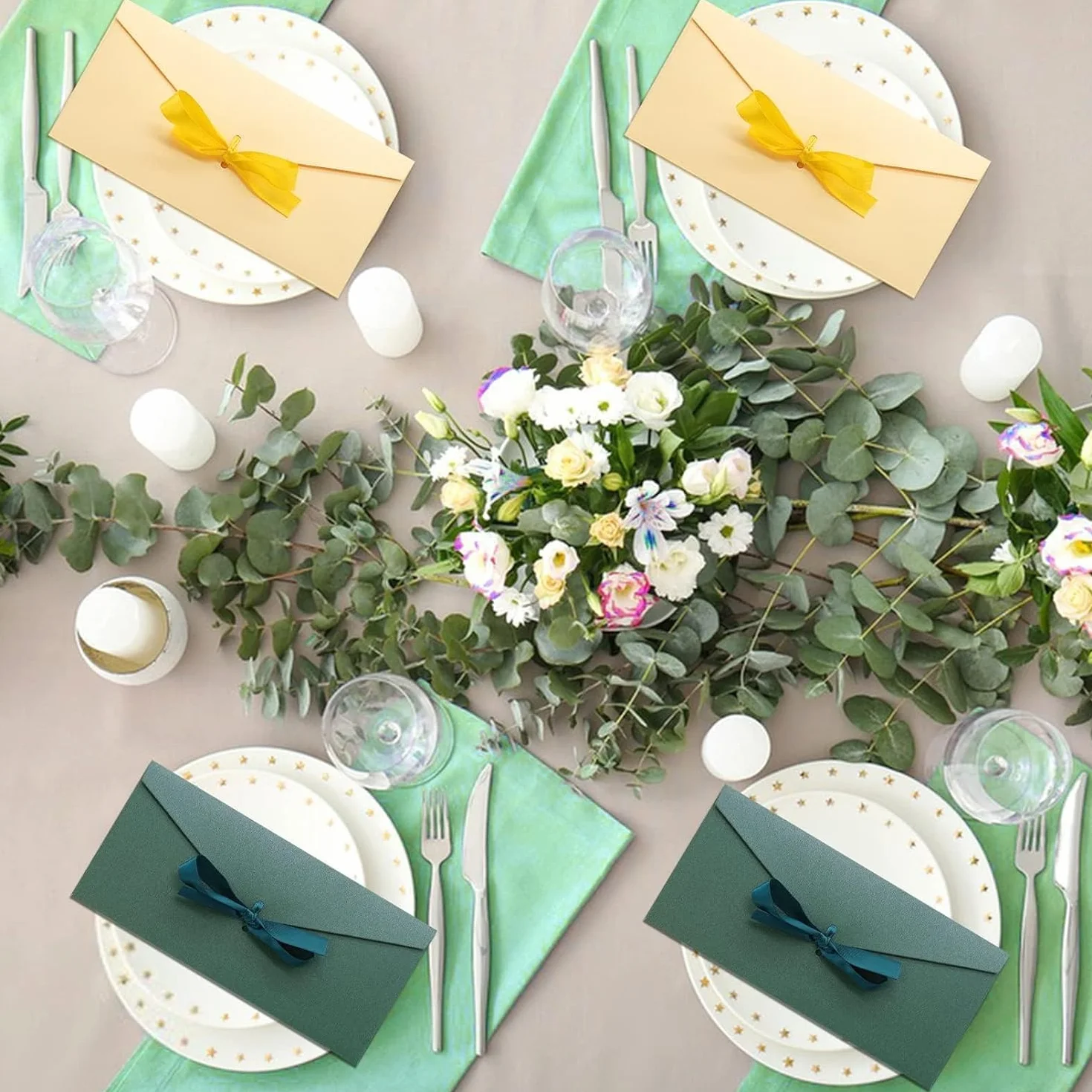 Buste Lettere Kraft Colorate 22×10,8 cm con Nastri per Inviti Matrimonio