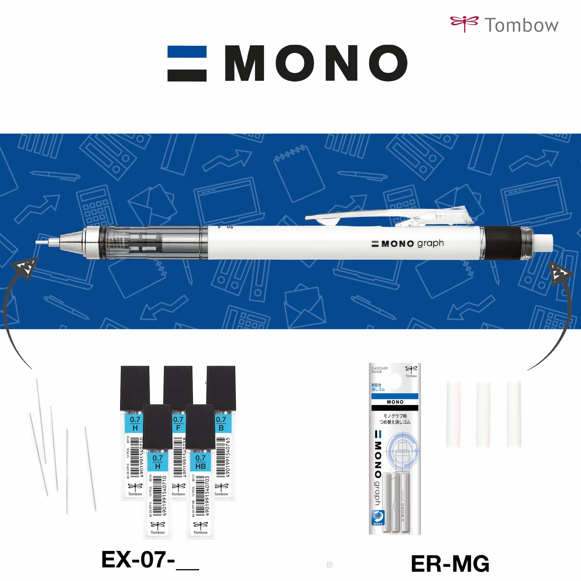 Tombow Mono Graph Matita meccanica 0,7 mm Giallo neon