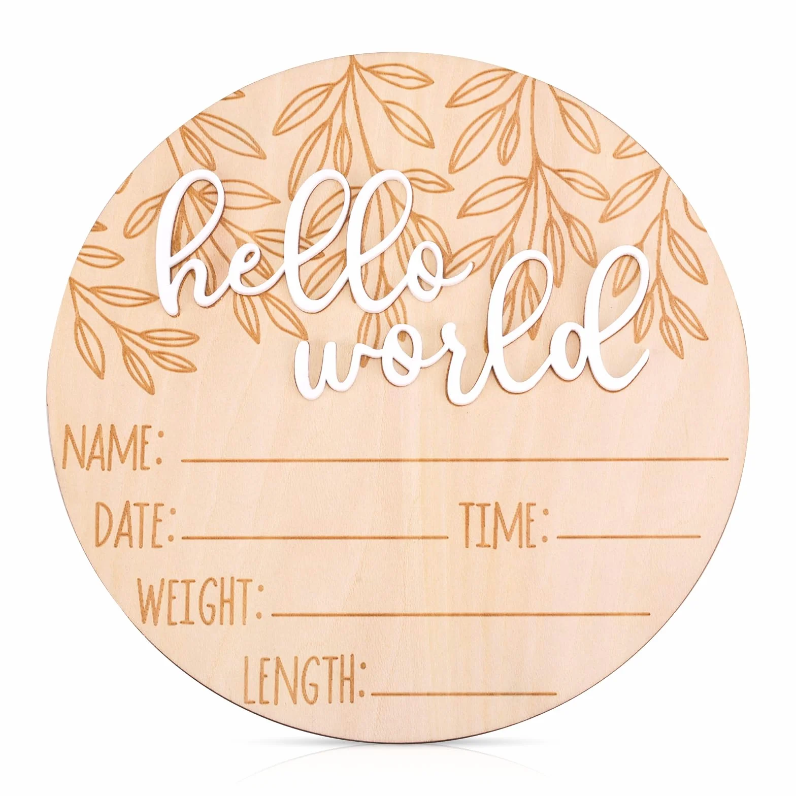 Gosknor Cartello Annuncio Nascita Legno Hello World Neonati per Oggetti di Scena Foto Baby Shower