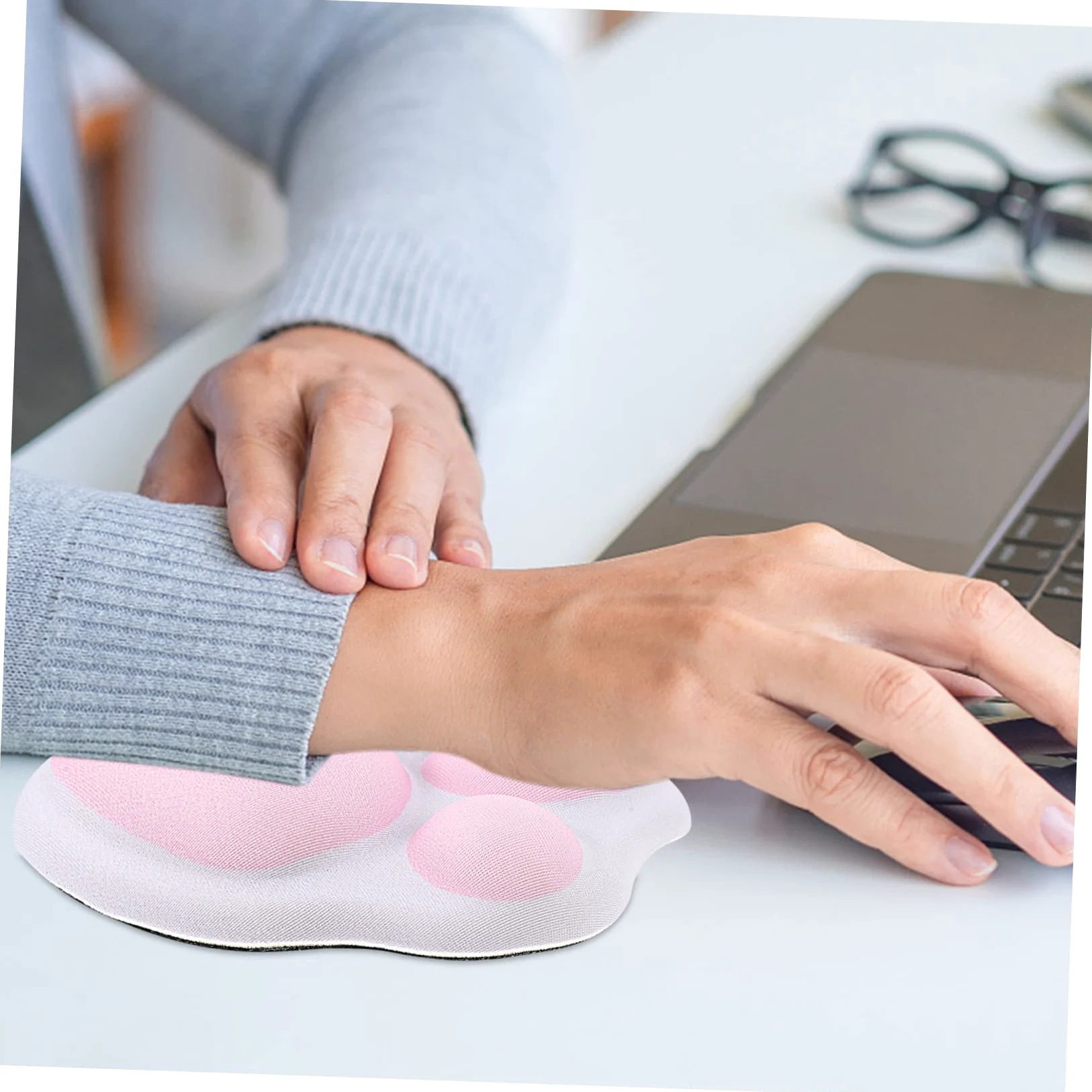 Angoily 4 Pezzi Poggiapolsi per Mouse Silicone Morbido Design Adorabile e Confortevole per Ufficio e Casa Fatica Del per Donne
