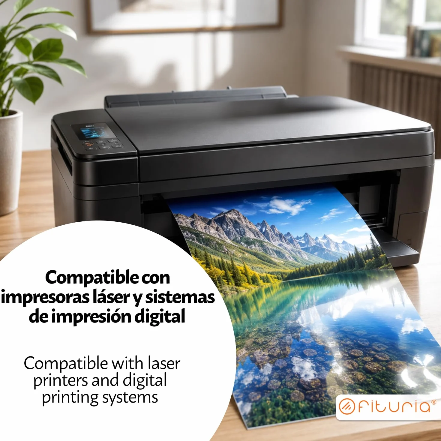OFITURIA Carta Patinata Lucida 170g A4 Fronte/Retro – Carta Gloss per Stampa Laser a Colori 50 fogli