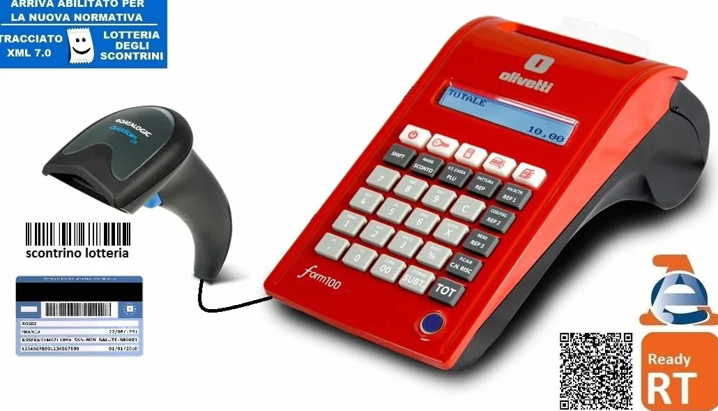 REGISTRATORE DI CASSA TELEMATICO OLIVETTI FORM 100 - CRF160 XML 7 - LOTTERIA - FISCALIZZATO - MESSA IN SERVIZIO - ARRIVA PRONTO ALL'USO
