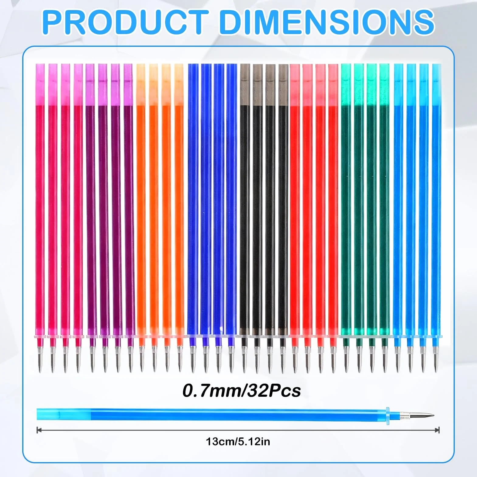 Penna Gel Cancellabile 32 Refill, Compatibili con Legami, Altezza 13 cm, Inchiostro Termosensibile, Punta 0.7 mm, Multicolore