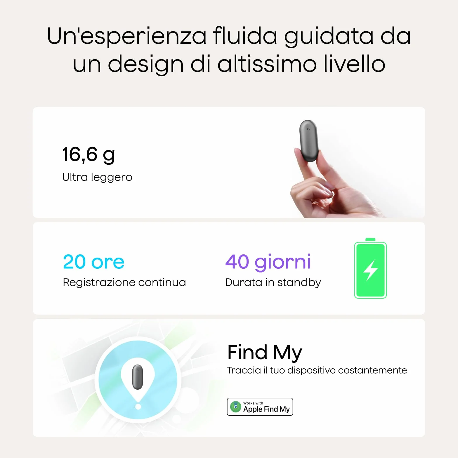 Plaud NotePin Registratore Vocale AI Professionale Audio Digitale Trascrivi Riassumi Tecnologia AI,Team Plan, Appunti Trascrizione Riepilogo per Riunioni Lezioni Colloqui, Grigio