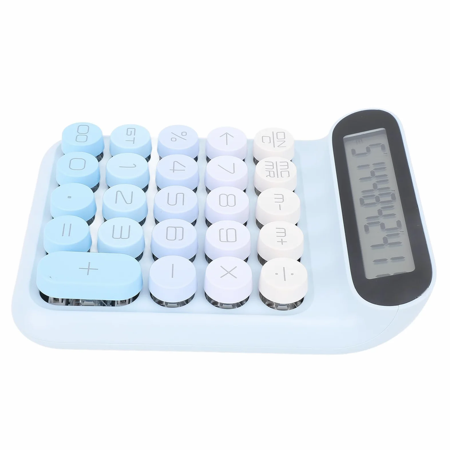 Calcolatrice con Interruttori Meccanici, Simpatica Calcolatrice con Ampio Display LCD a 10 Cifre, Simpatica Calcolatrice da Tavolo a 24 Tasti con Cuscinetti Antiscivolo per (BLUE)