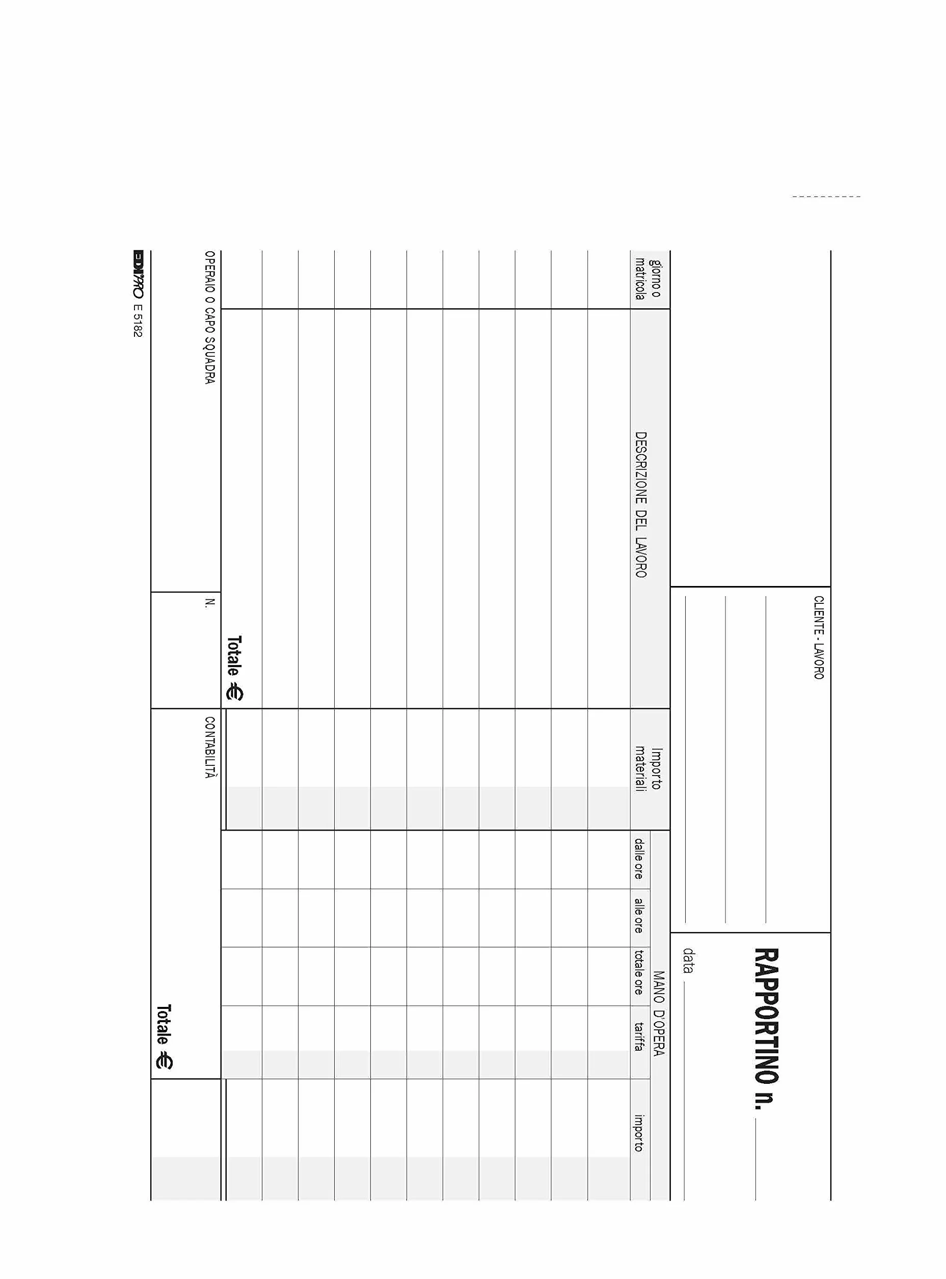 EDIPRO E5182 Blocco rapportino di lavoro 100 fogli 22x14,8