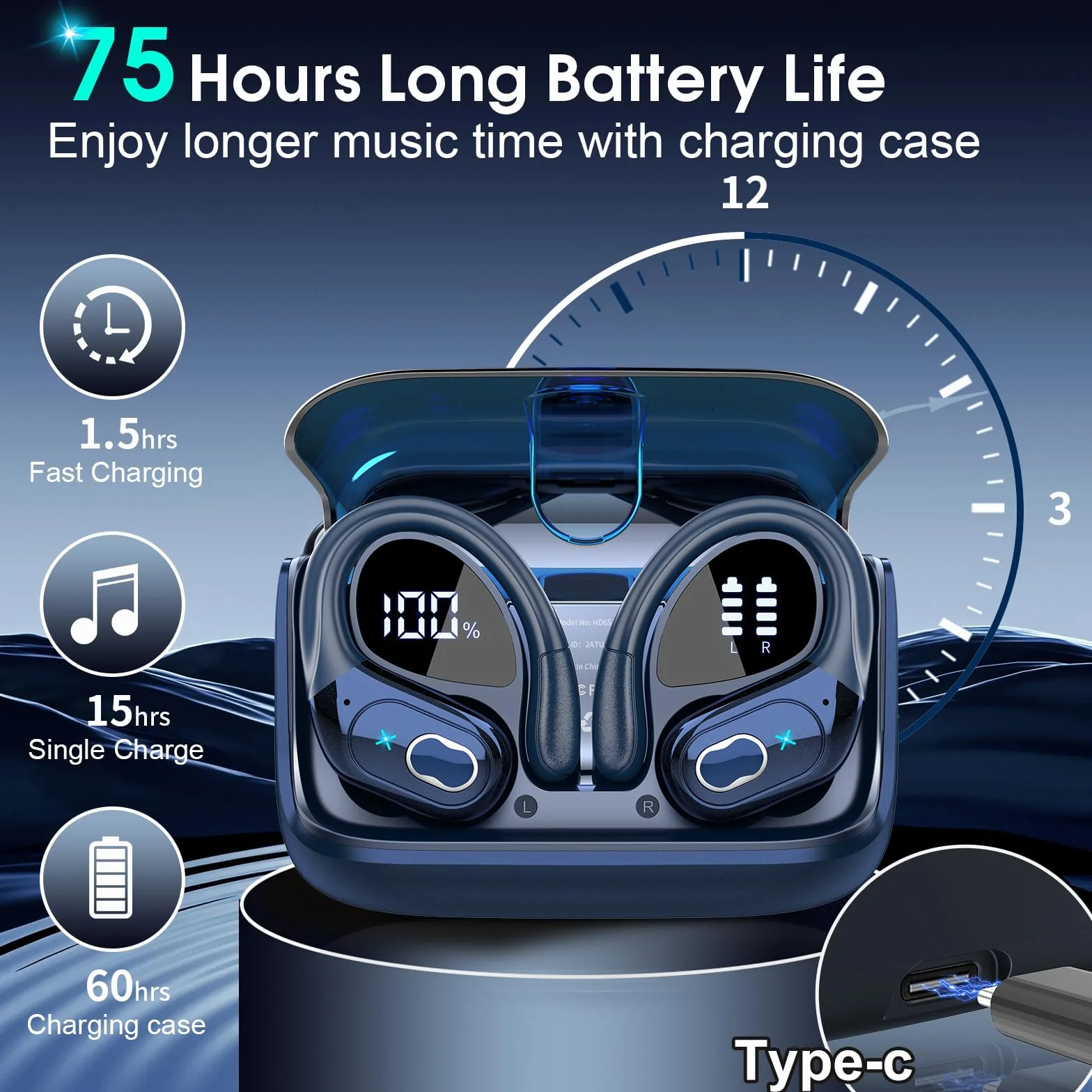 AI Cuffie Traduzione, 3 in 1 Bluetooth 5.4 Auricolari Traduzione con 164 Lingue/6 Modalità di Traduzion, 75 Ore Cuffie Traduttori Istantanei con APP, Auricolare bluetooth per Viaggi/Affari, Blu