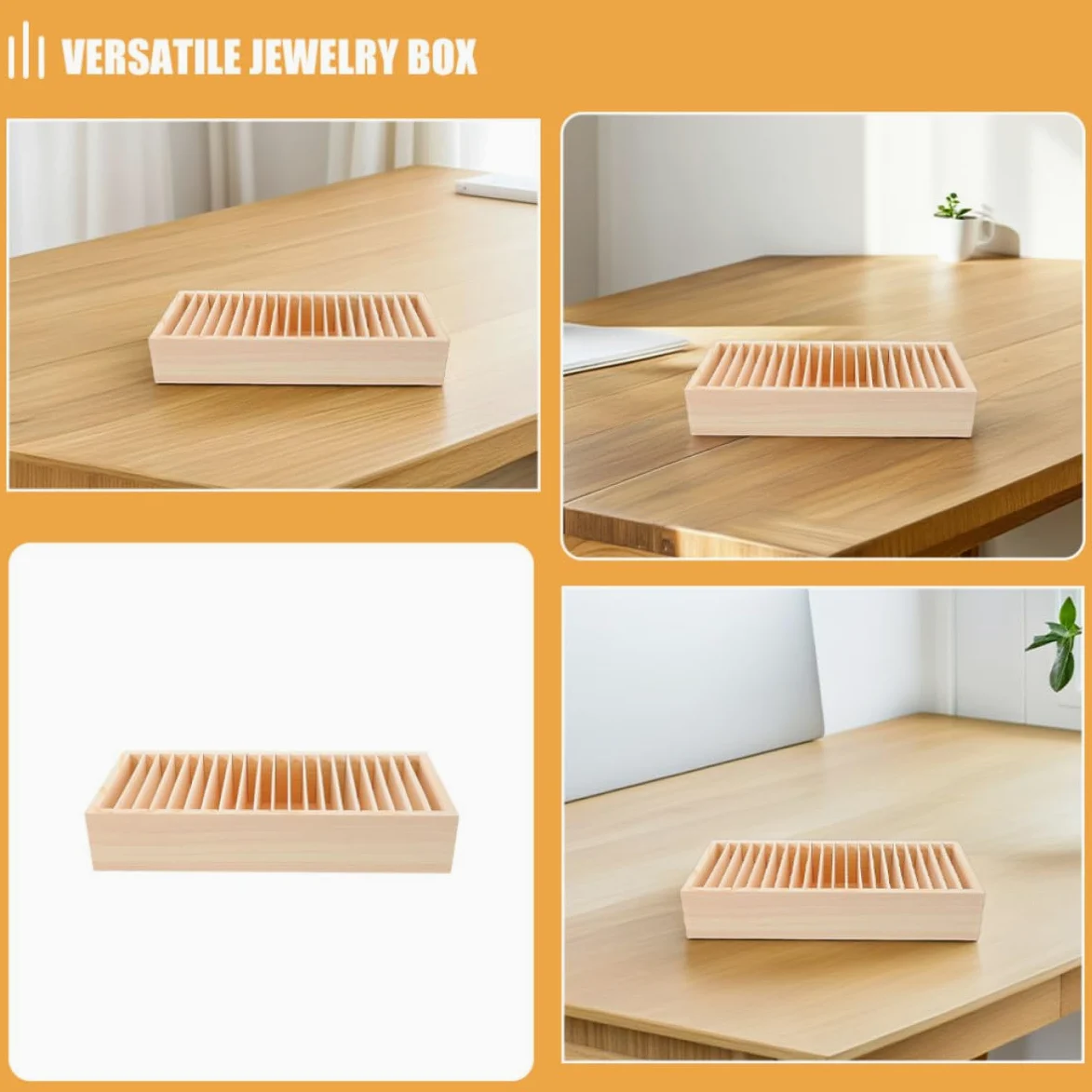 2pezzi Porta Biglietti da Visita in Legno con Scomparti Multipli Custodia per Carte Oggetti e Accessori Design Rimovibile per Ufficio o Casa